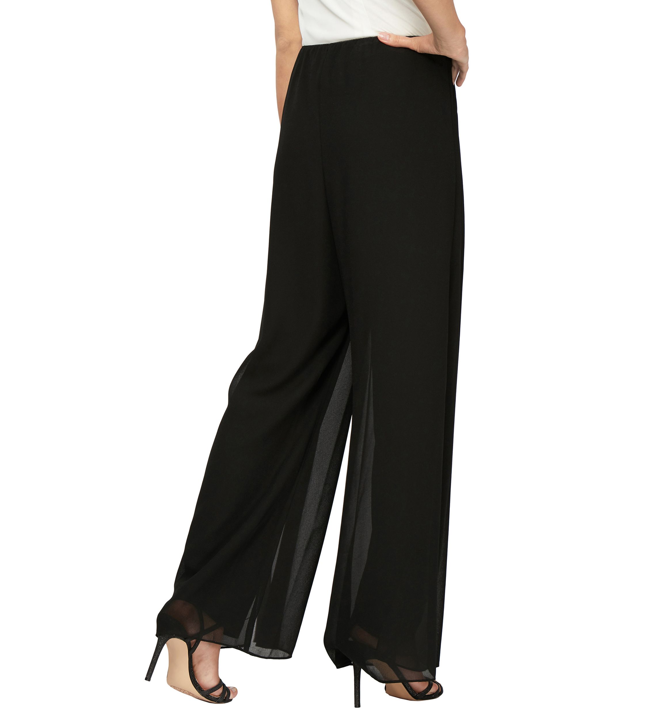 Womens Sheer Straight Leg Overlay Pants