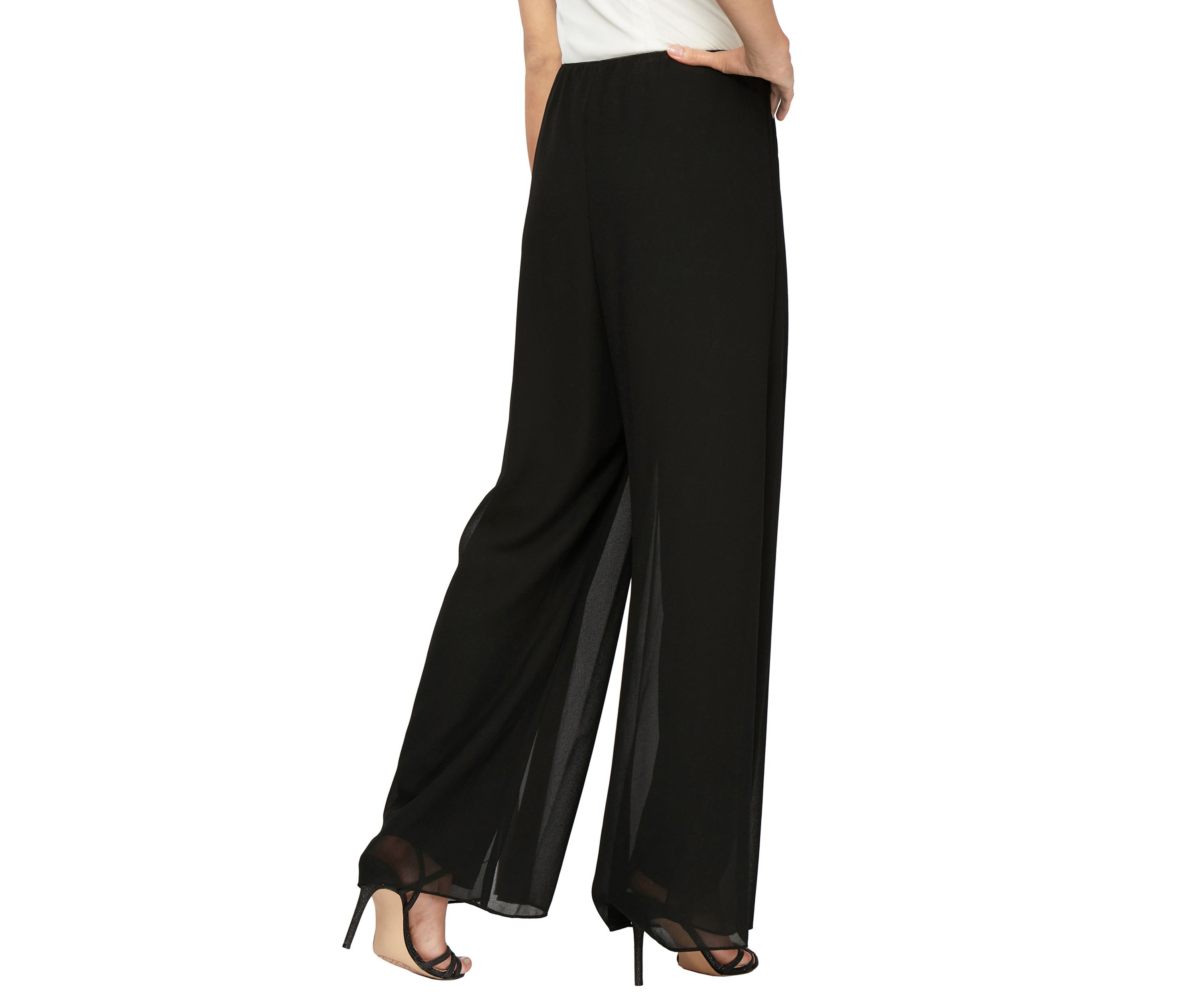 Womens Sheer Straight Leg Overlay Pants