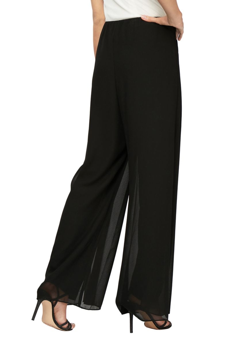 Womens Sheer Straight Leg Overlay Pants