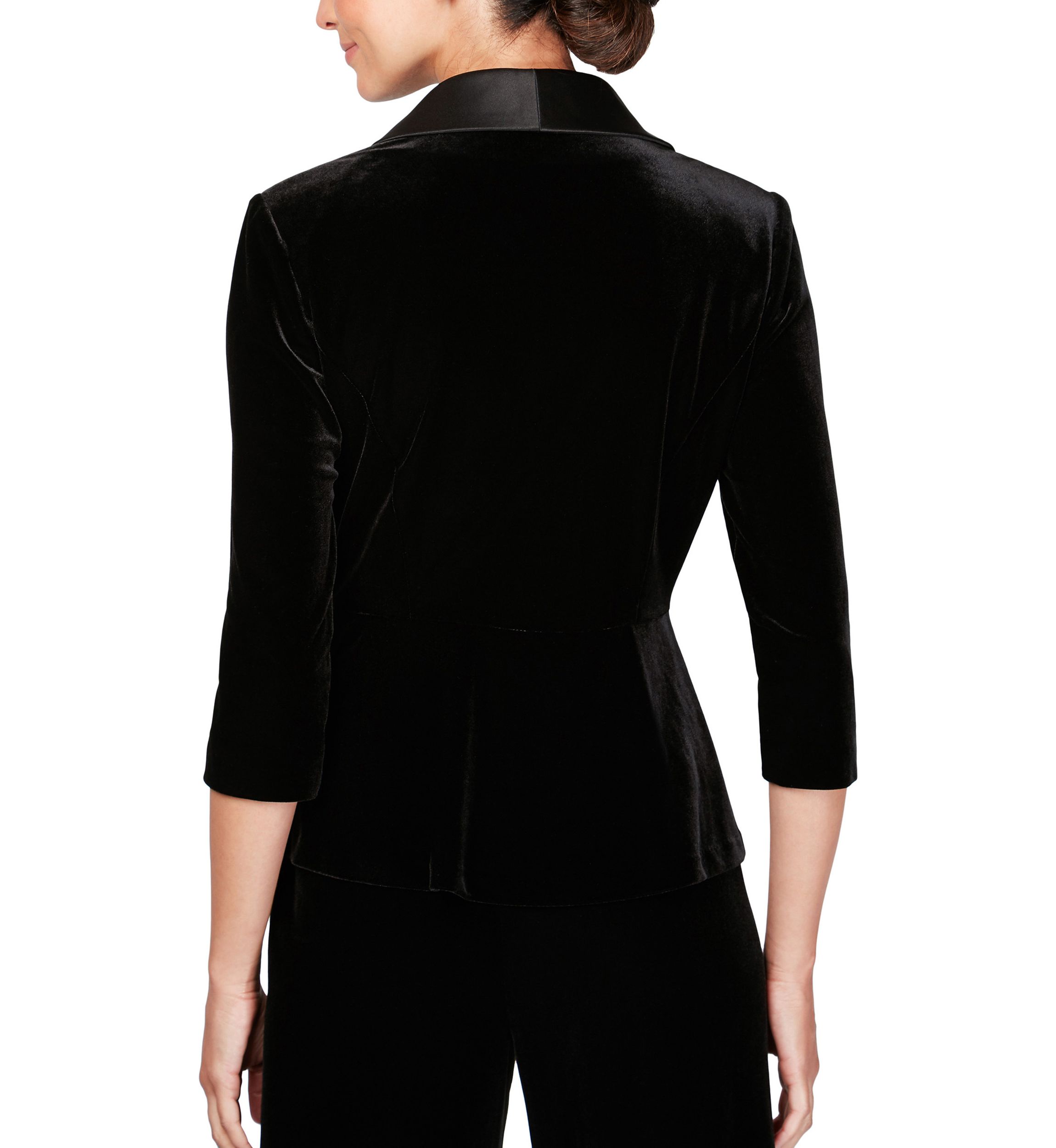 Womens Velvet Blouse with Modified Peplum