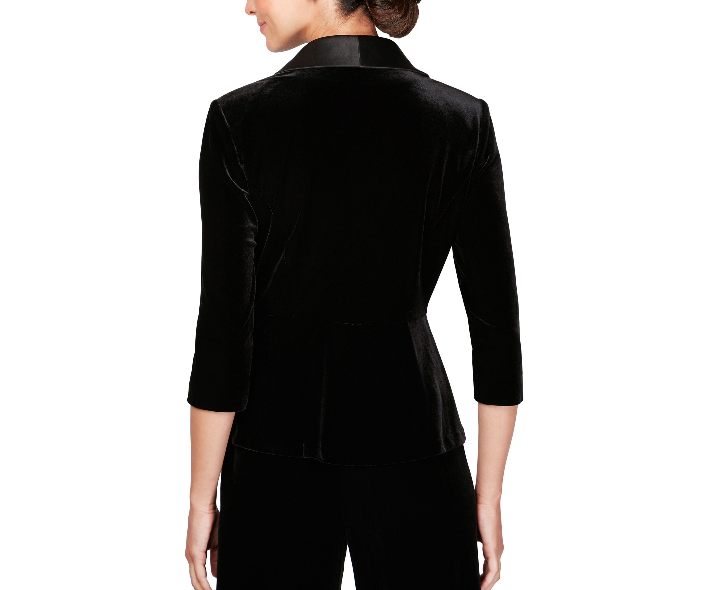 Womens Velvet Blouse with Modified Peplum