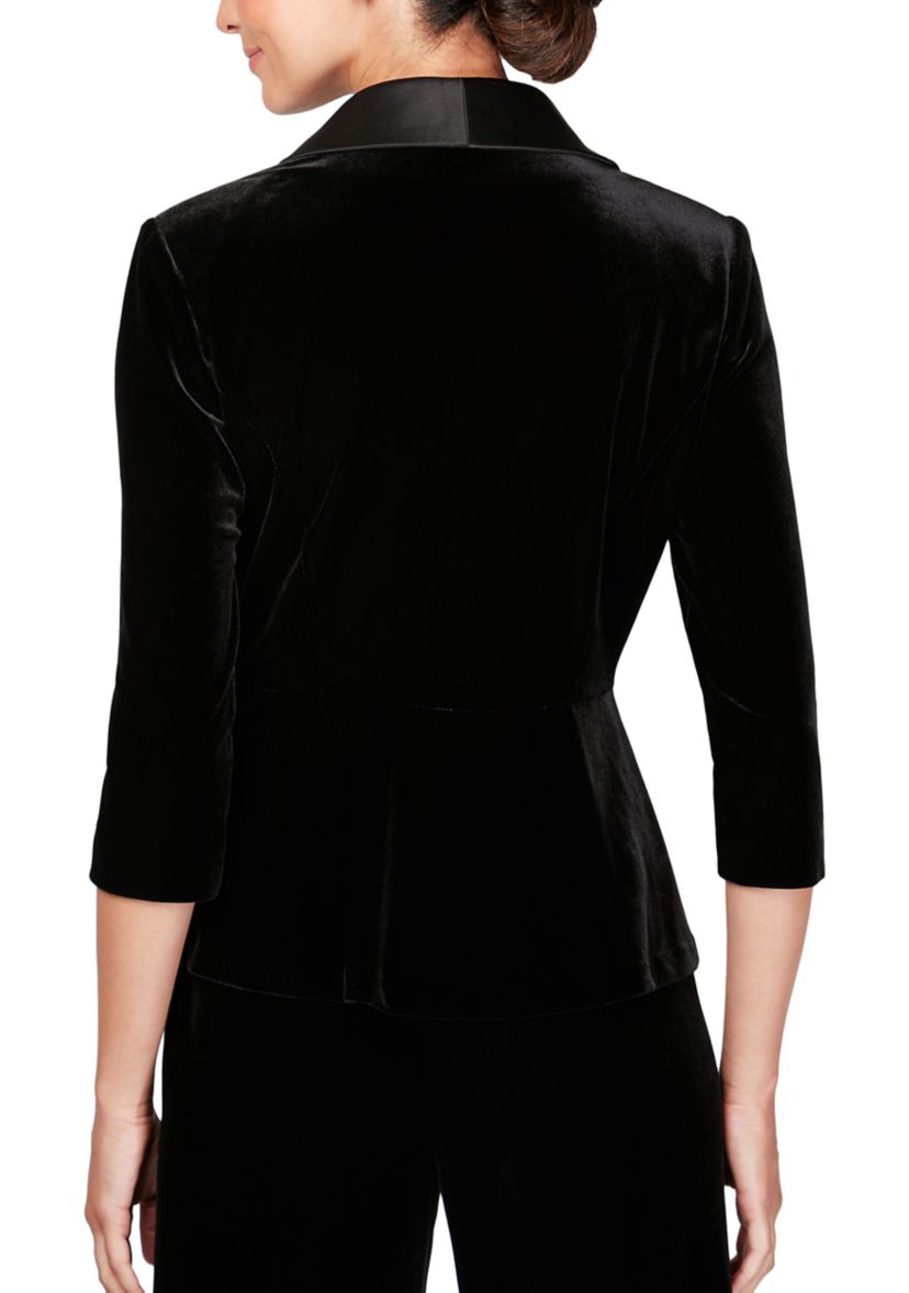 Womens Velvet Blouse with Modified Peplum