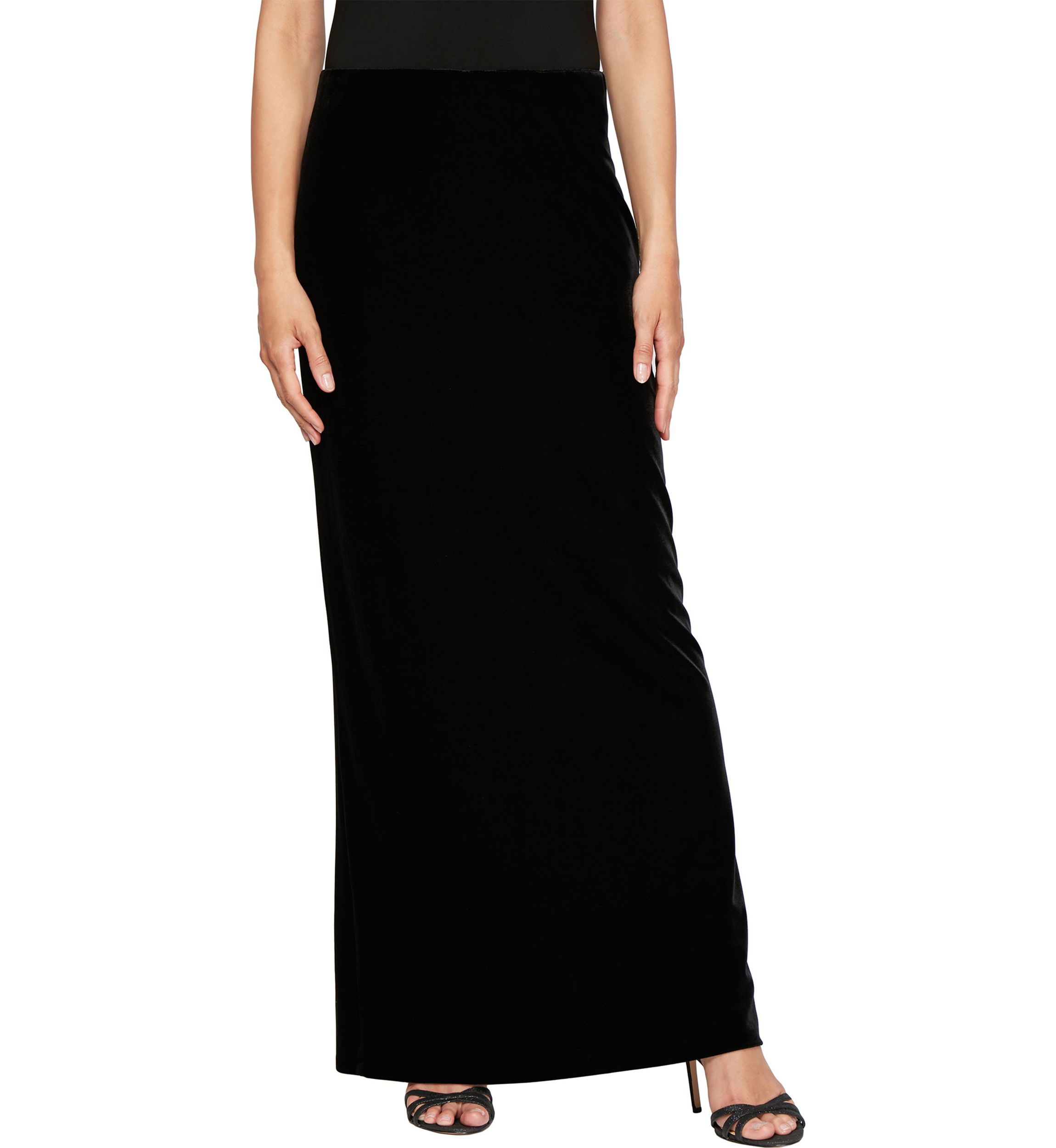 Womens Long Velvet Skirt with Fishtail Back