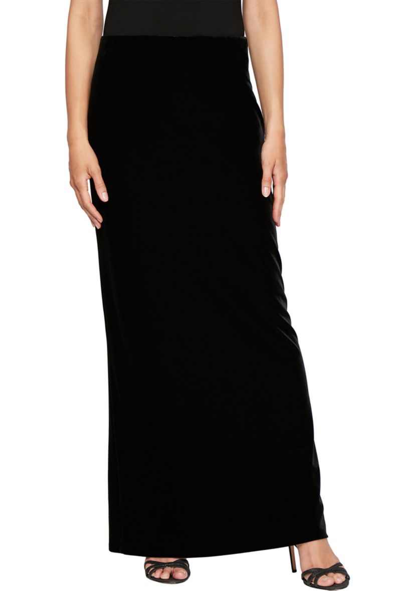 Womens Long Velvet Skirt with Fishtail Back