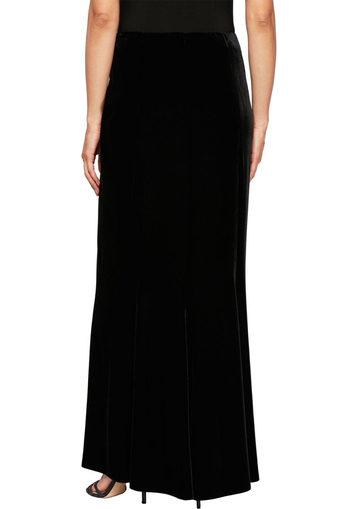 Womens Long Velvet Skirt with Fishtail Back