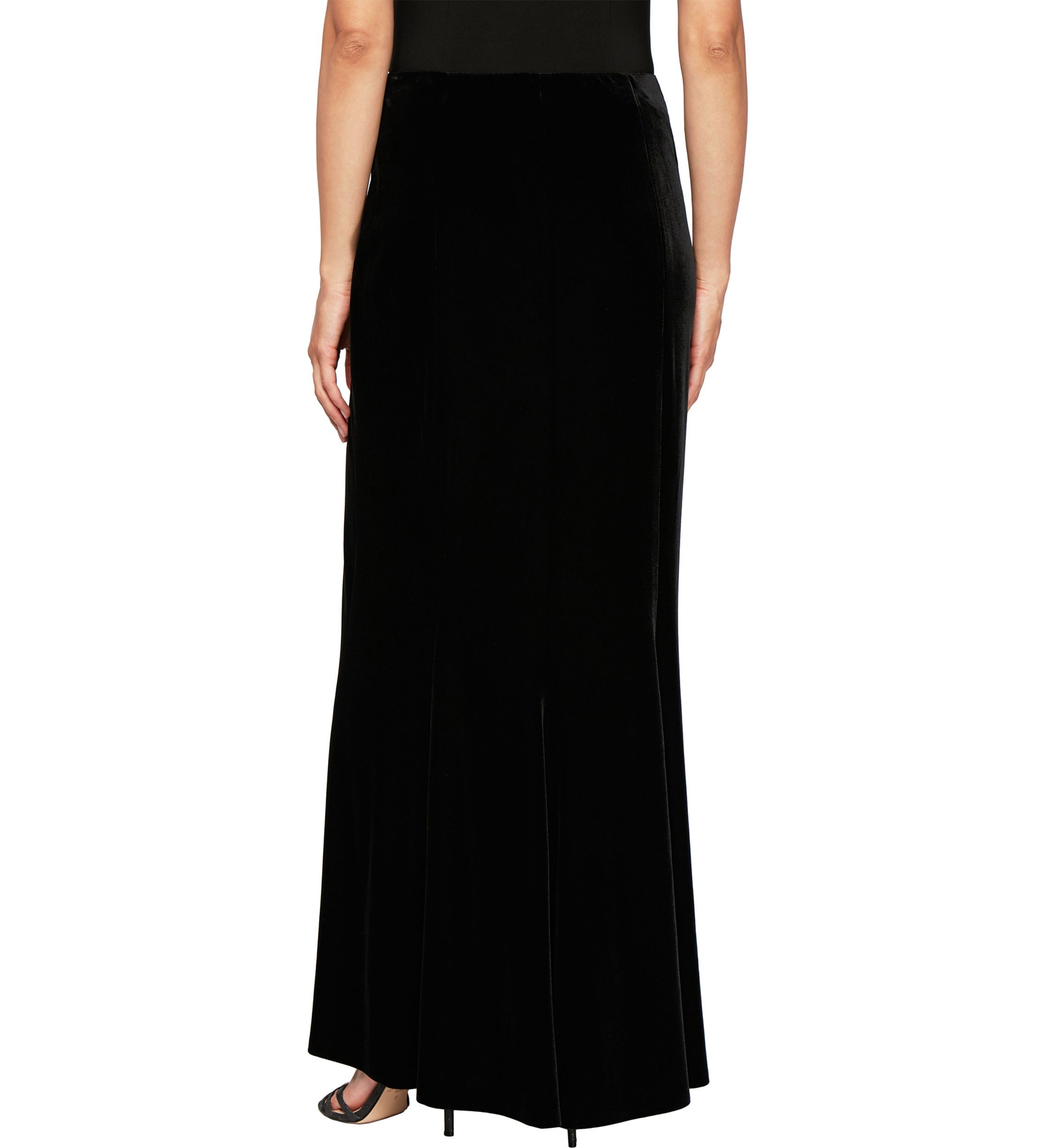 Womens Long Velvet Skirt with Fishtail Back