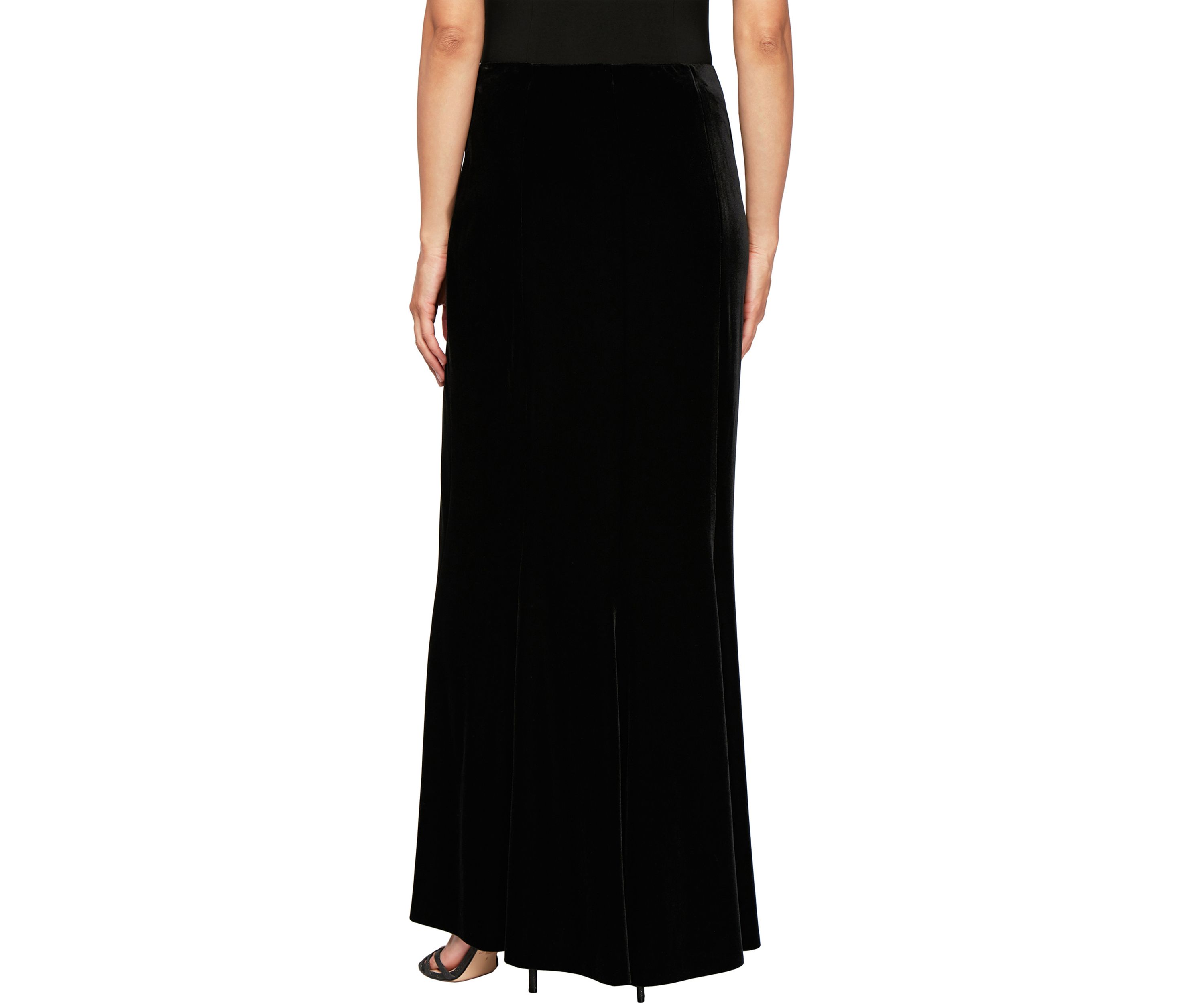 Womens Long Velvet Skirt with Fishtail Back