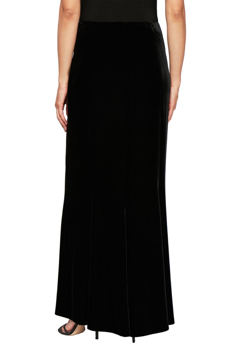 Womens Long Velvet Skirt with Fishtail Back