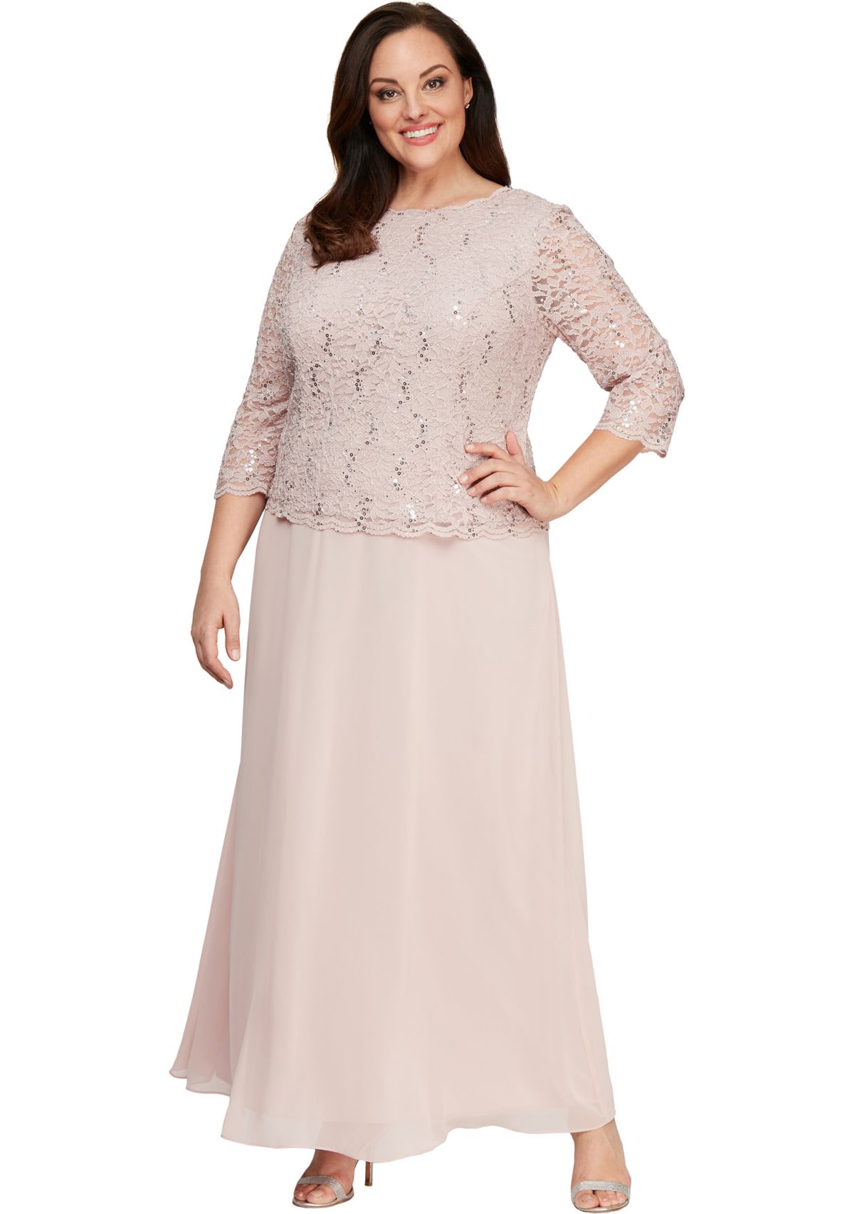 Plus Size Long Lace Mock Dress