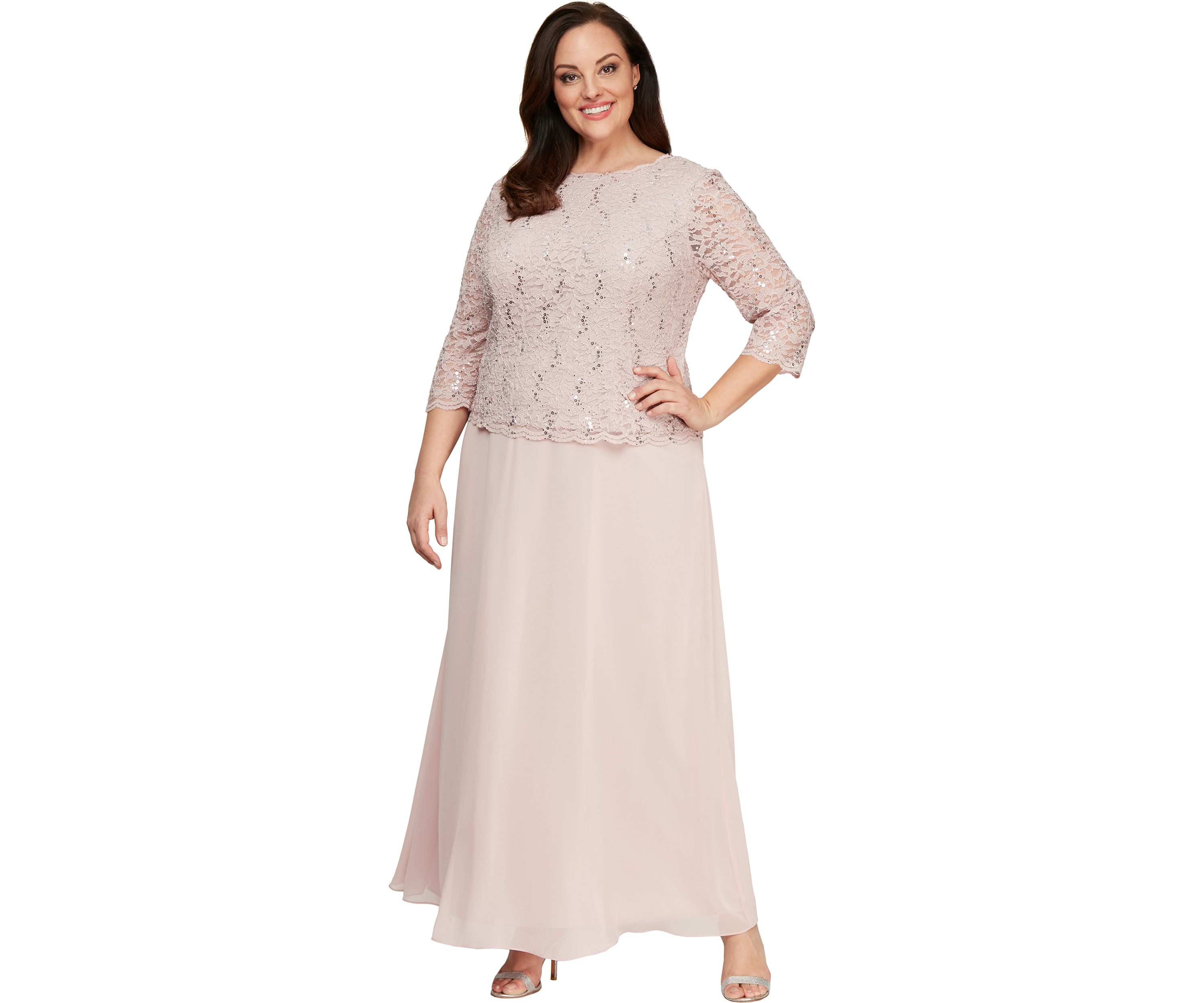 Plus Size Long Lace Mock Dress