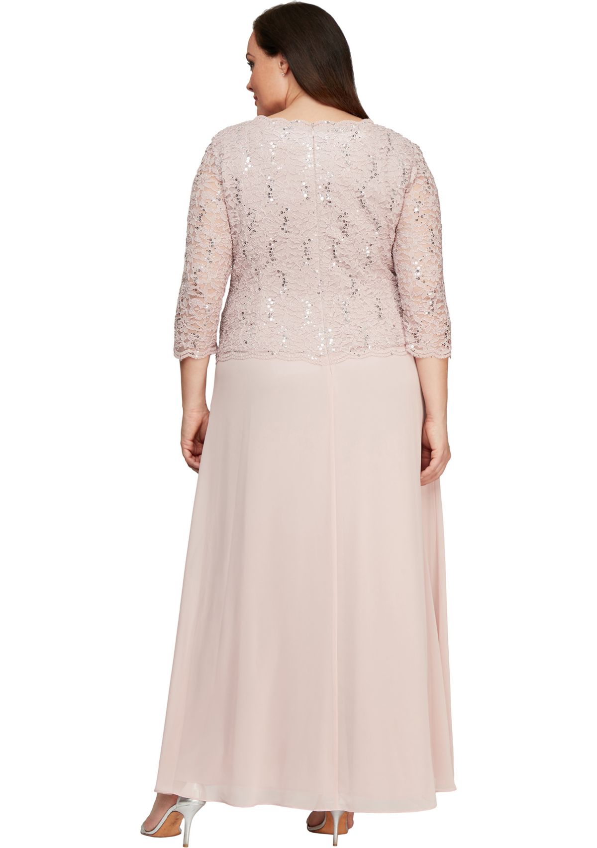 Plus Size Long Lace Mock Dress