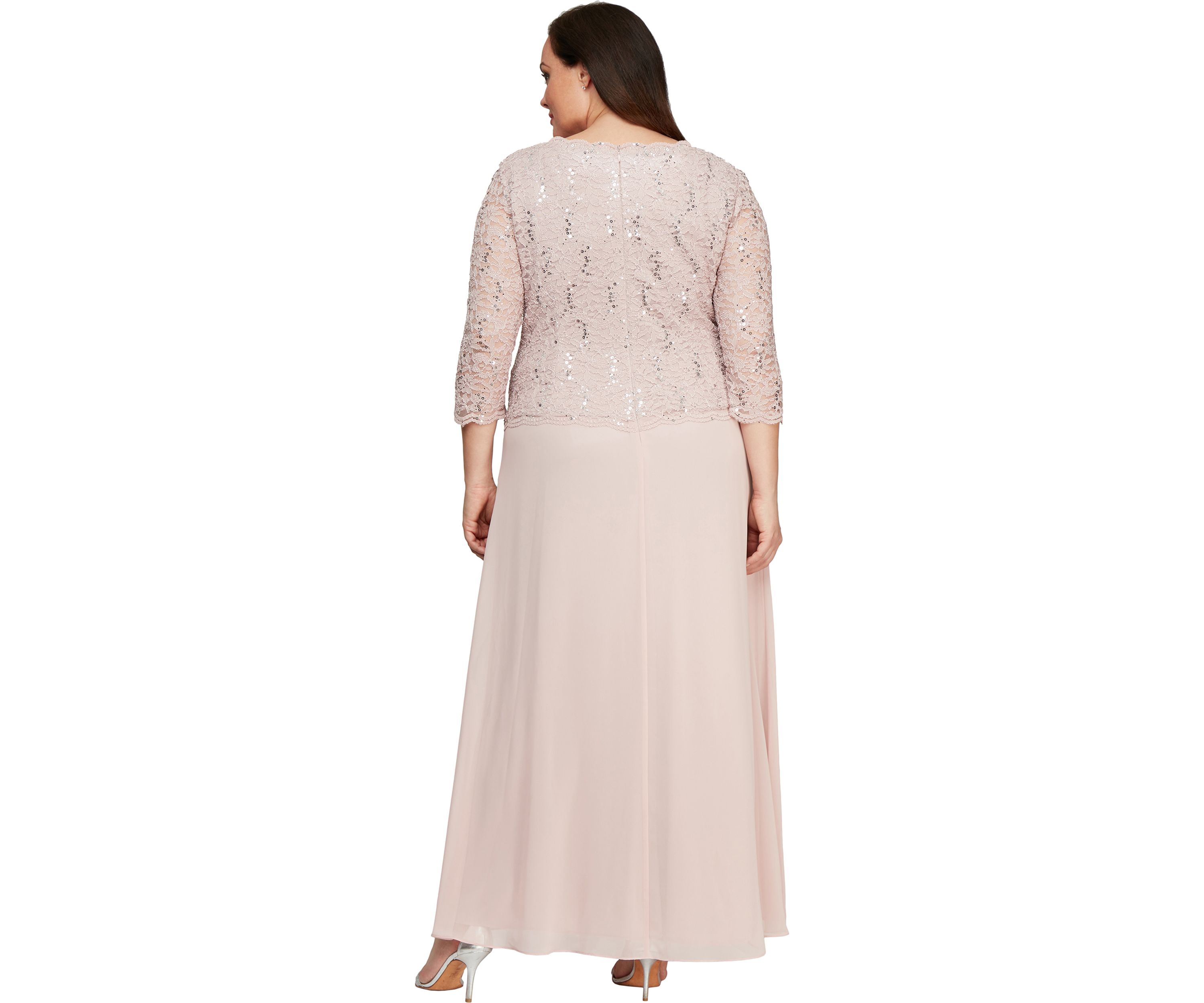 Plus Size Long Lace Mock Dress