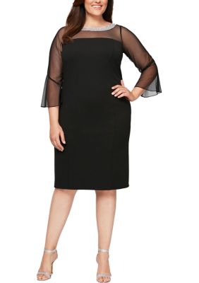 Plus Short Sheath Crepe Cocktail Dress