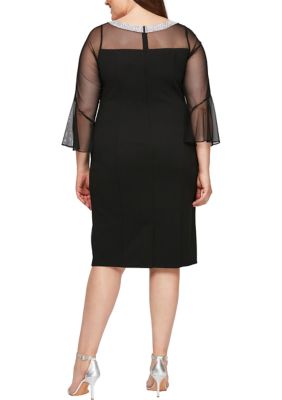 Plus Short Sheath Crepe Cocktail Dress