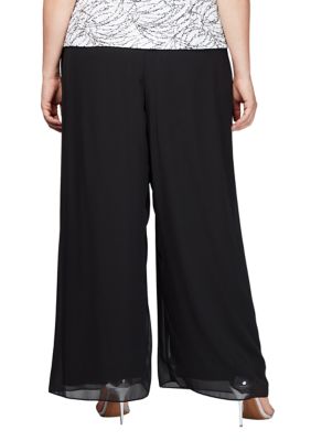 Plus Straight Leg Chiffon Pants