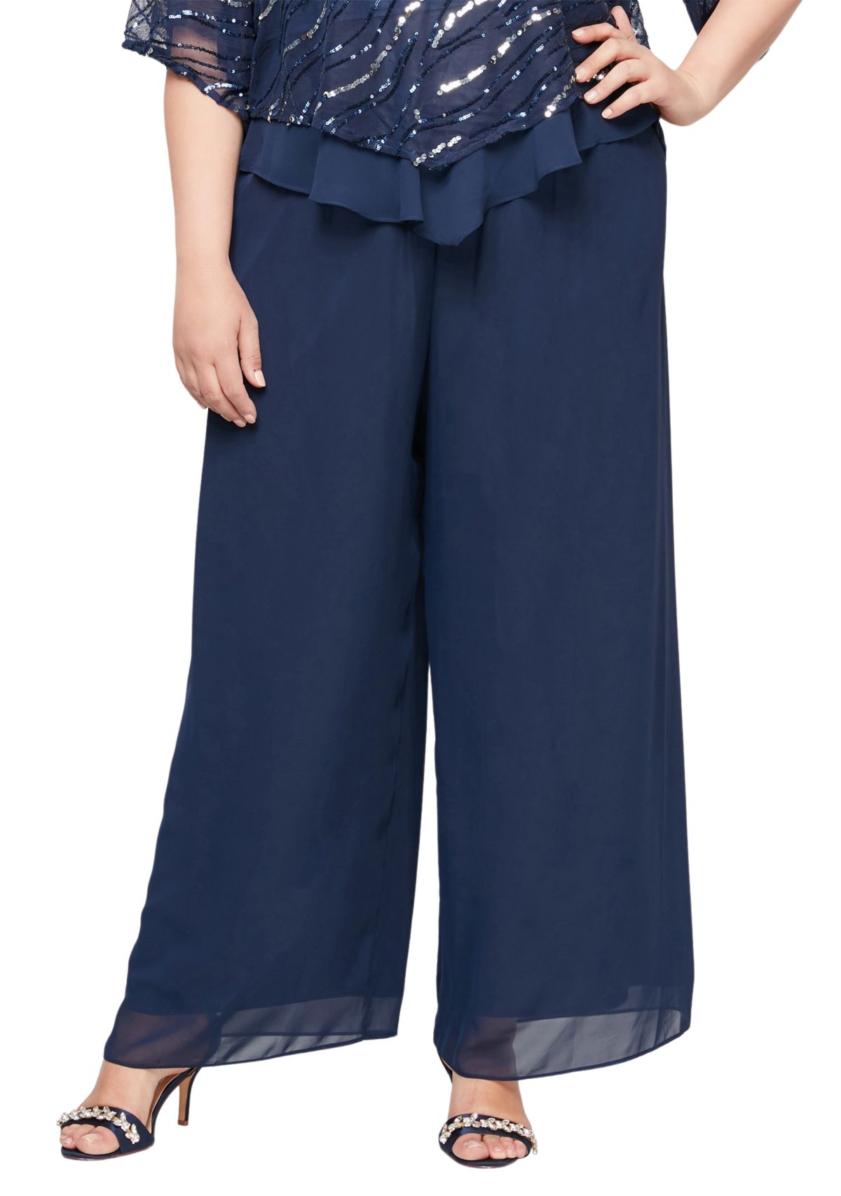 Plus Size Straight Leg Chiffon Pants