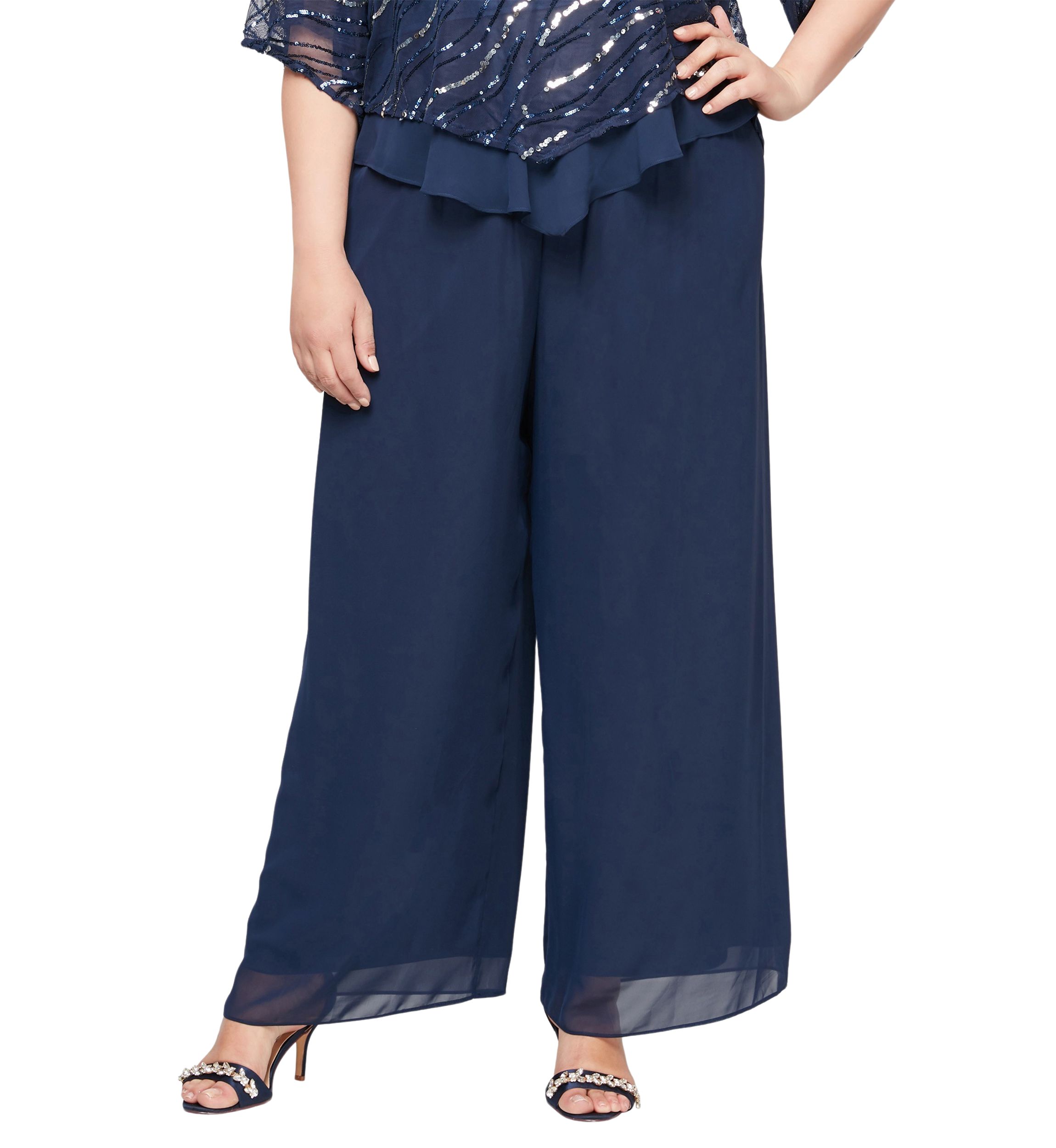 Plus Size Straight Leg Chiffon Pants