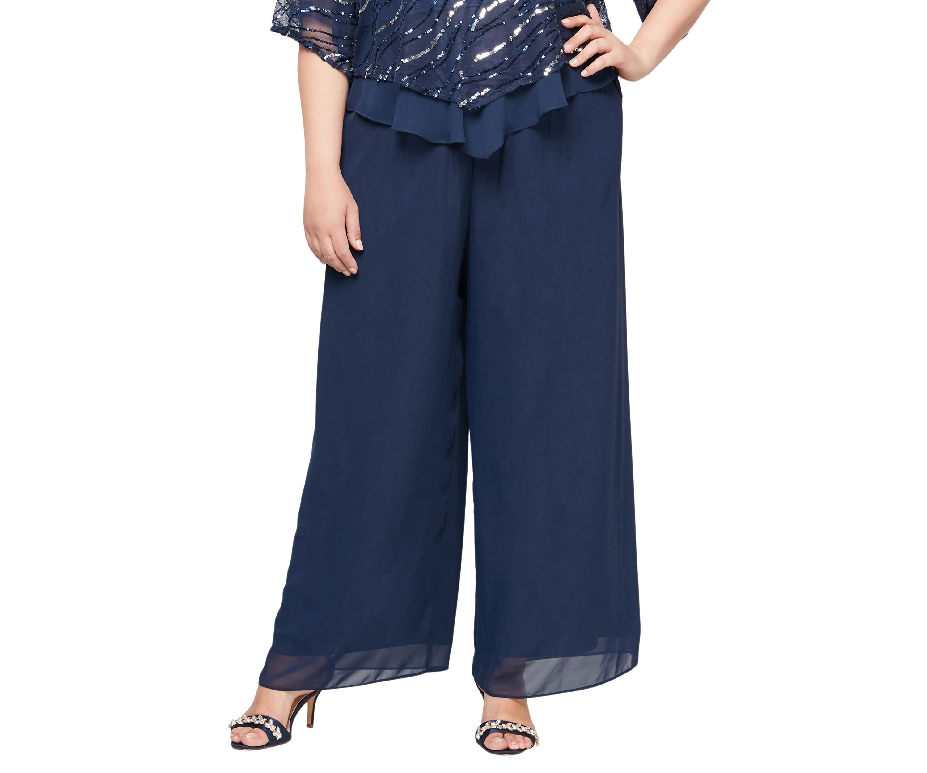 Plus Size Straight Leg Chiffon Pants