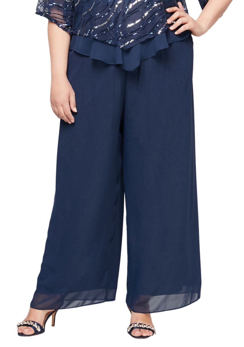 Plus Size Straight Leg Chiffon Pants