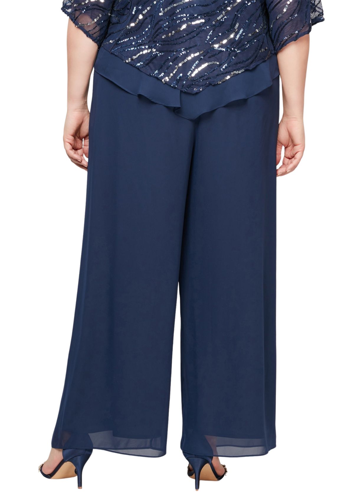 Plus Size Straight Leg Chiffon Pants