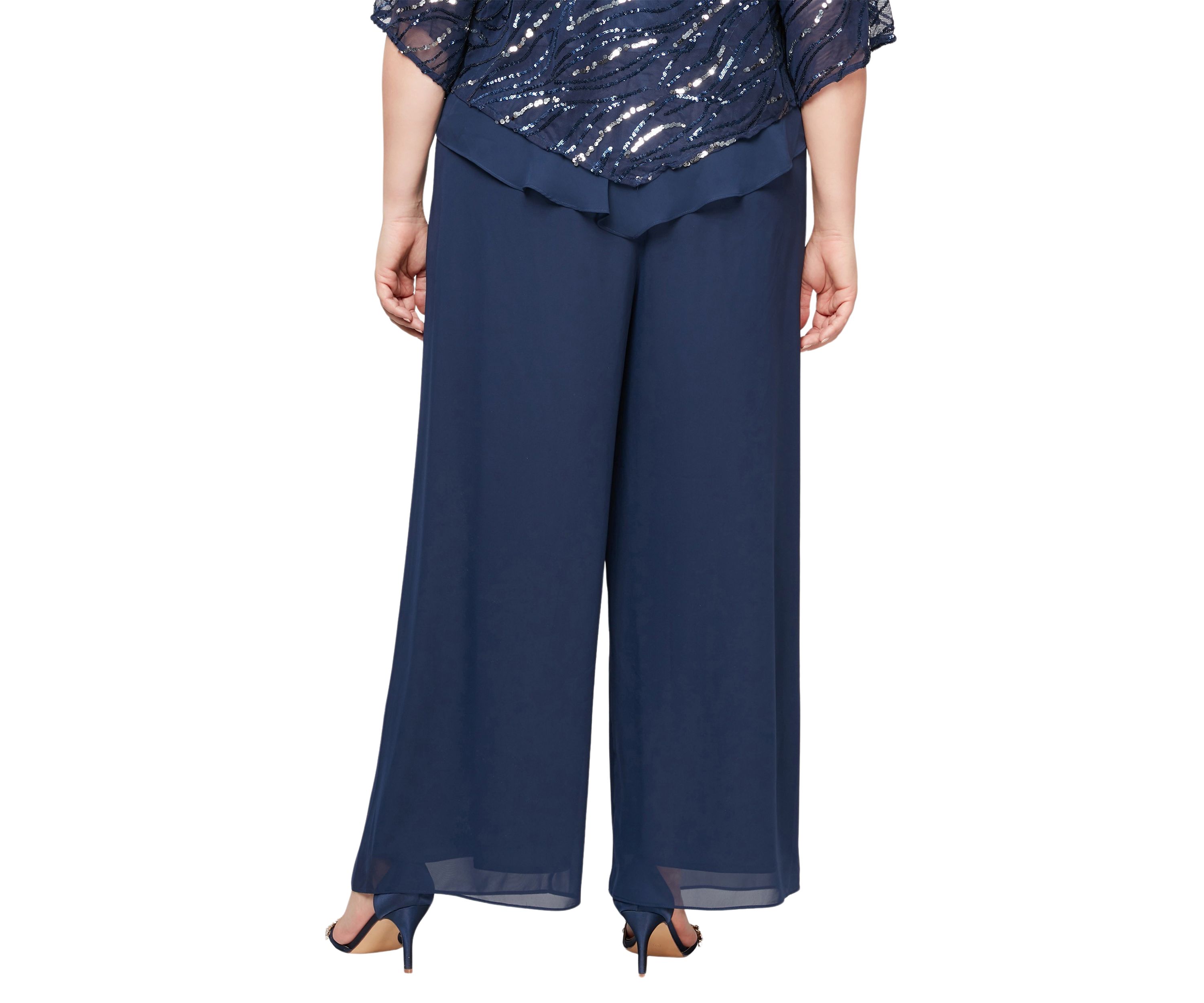 Plus Size Straight Leg Chiffon Pants