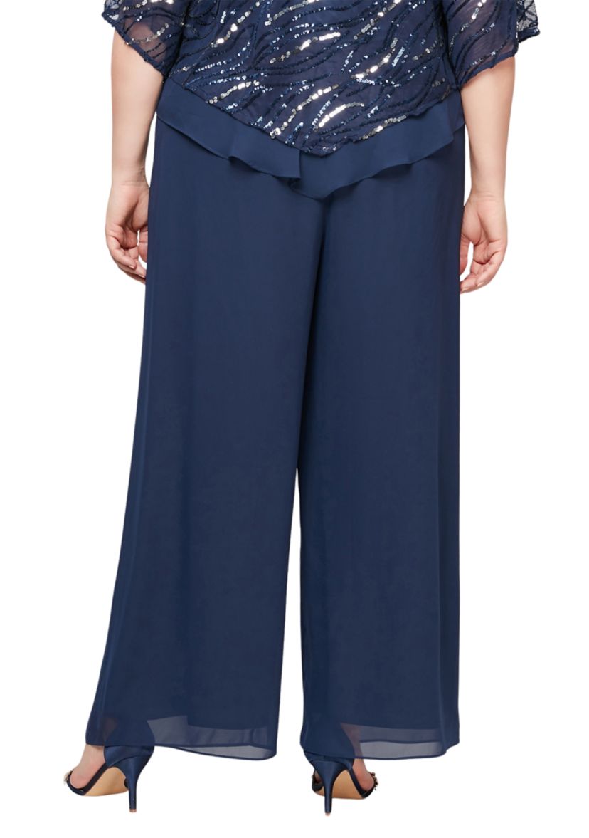 Plus Size Straight Leg Chiffon Pants