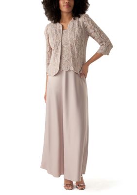 Alex Evenings Bethany Glitter Lace Jacket Dress Eggplant / 8
