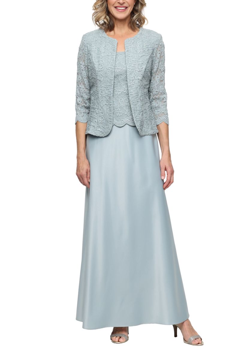 Alex Evenings Bethany Glitter Lace Jacket Dress Eggplant / 8