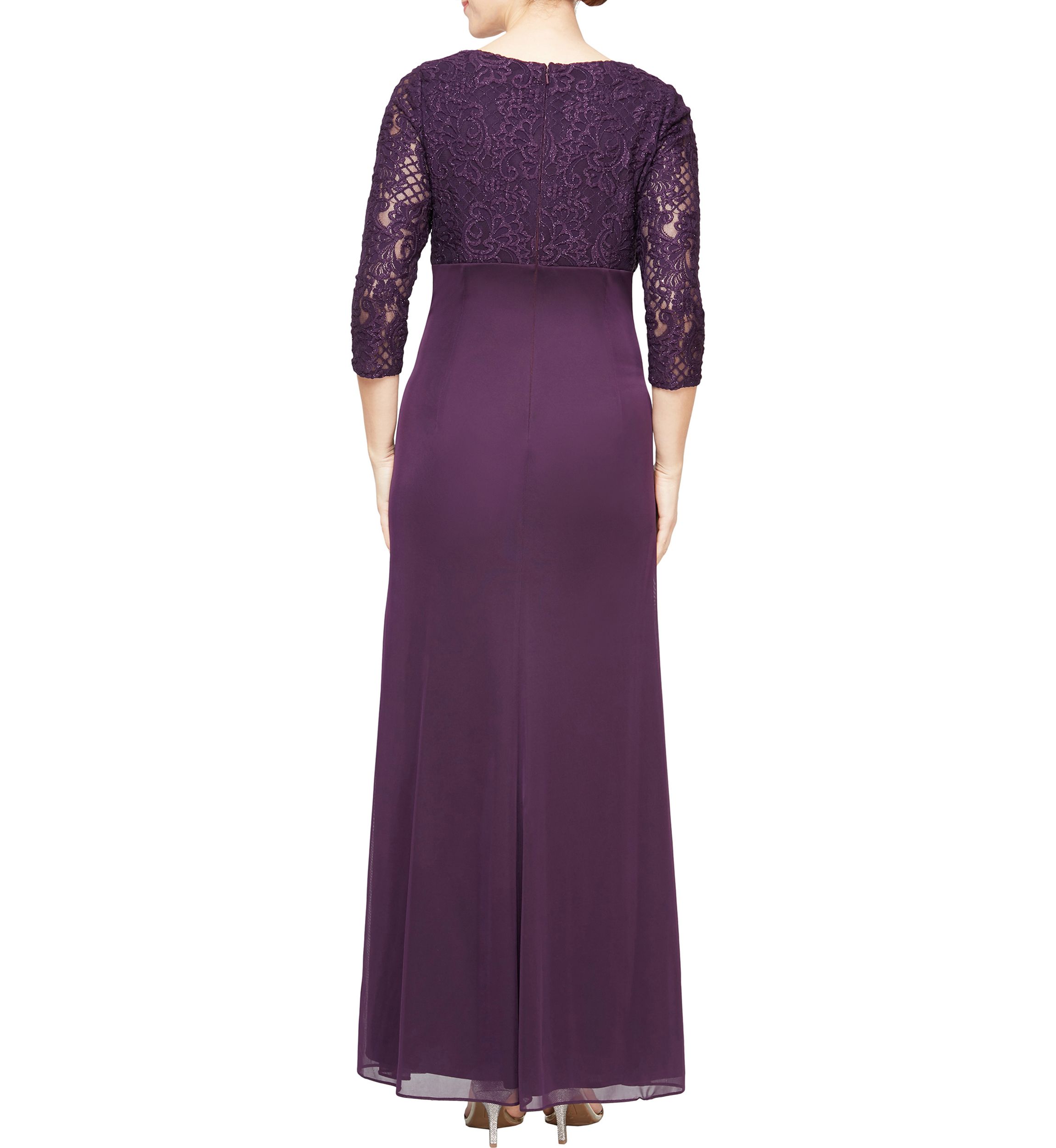 Womens Long Empire Waist Dress With Cascade Skirt