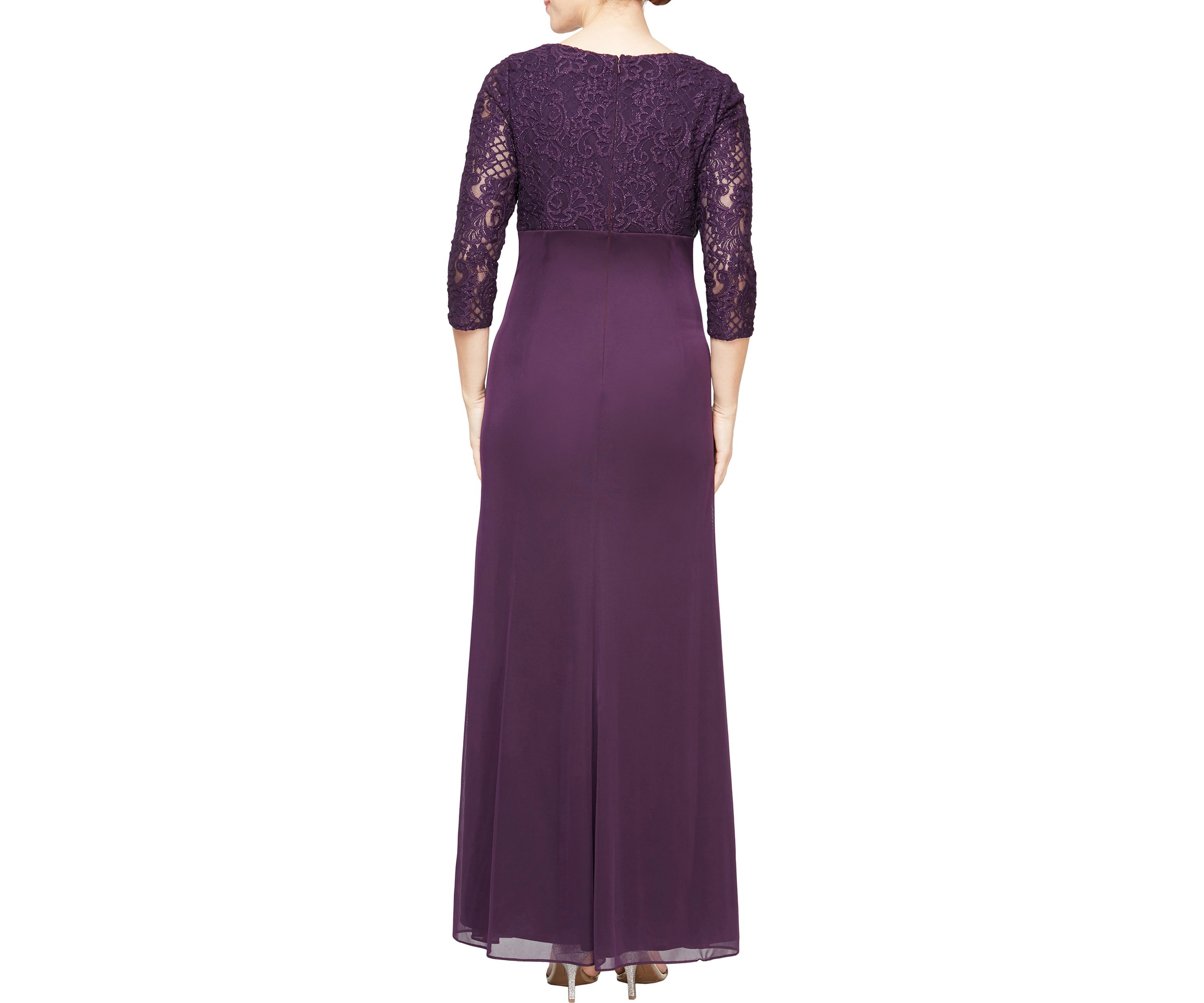 Womens Long Empire Waist Dress With Cascade Skirt