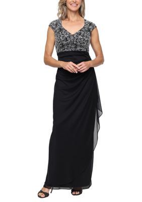 sachin and babi light blue dress Long Lace Formal Black Evening Dress - 4XL - Elegant Lace Detailing - Short Sleeves