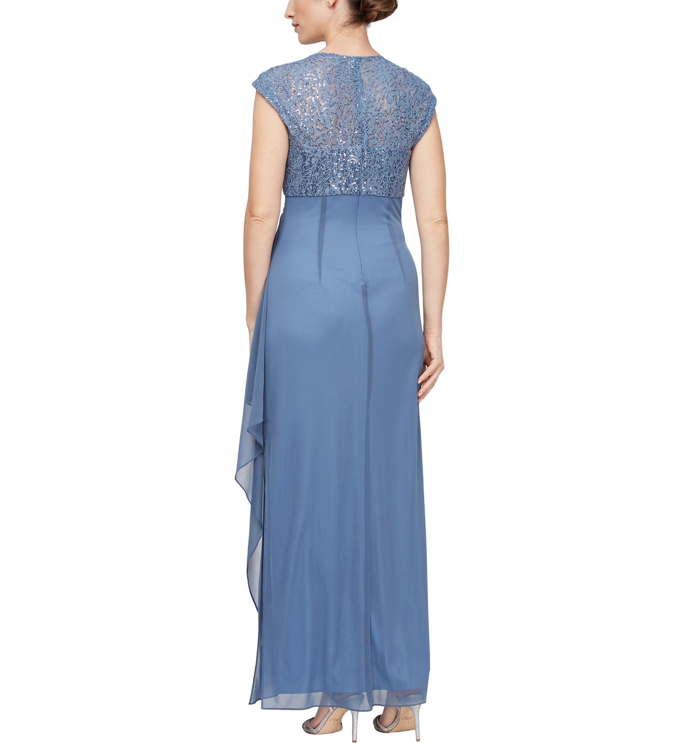 Womens Cap Sleeve Long Empire Waist Dress