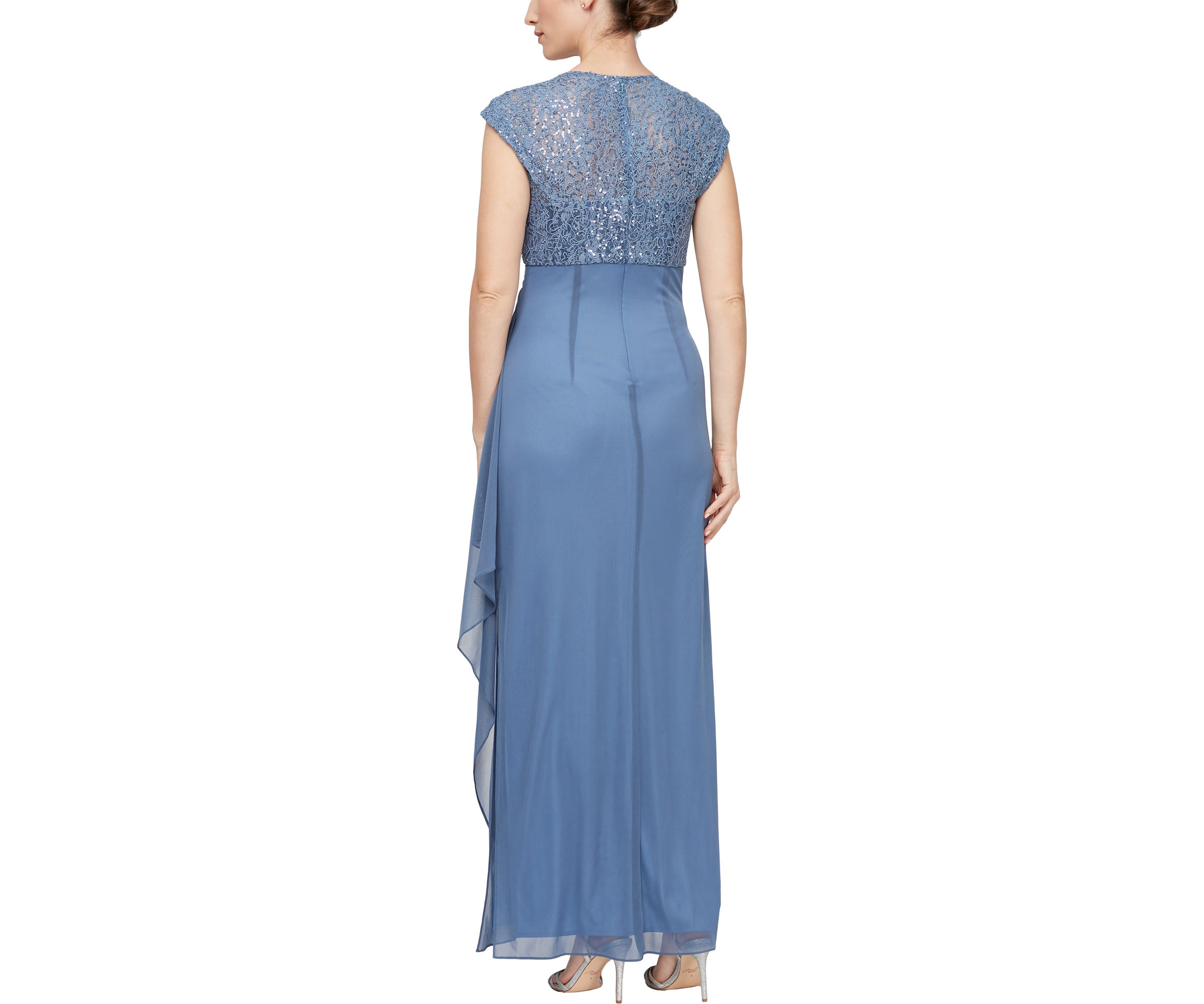 Womens Cap Sleeve Long Empire Waist Dress