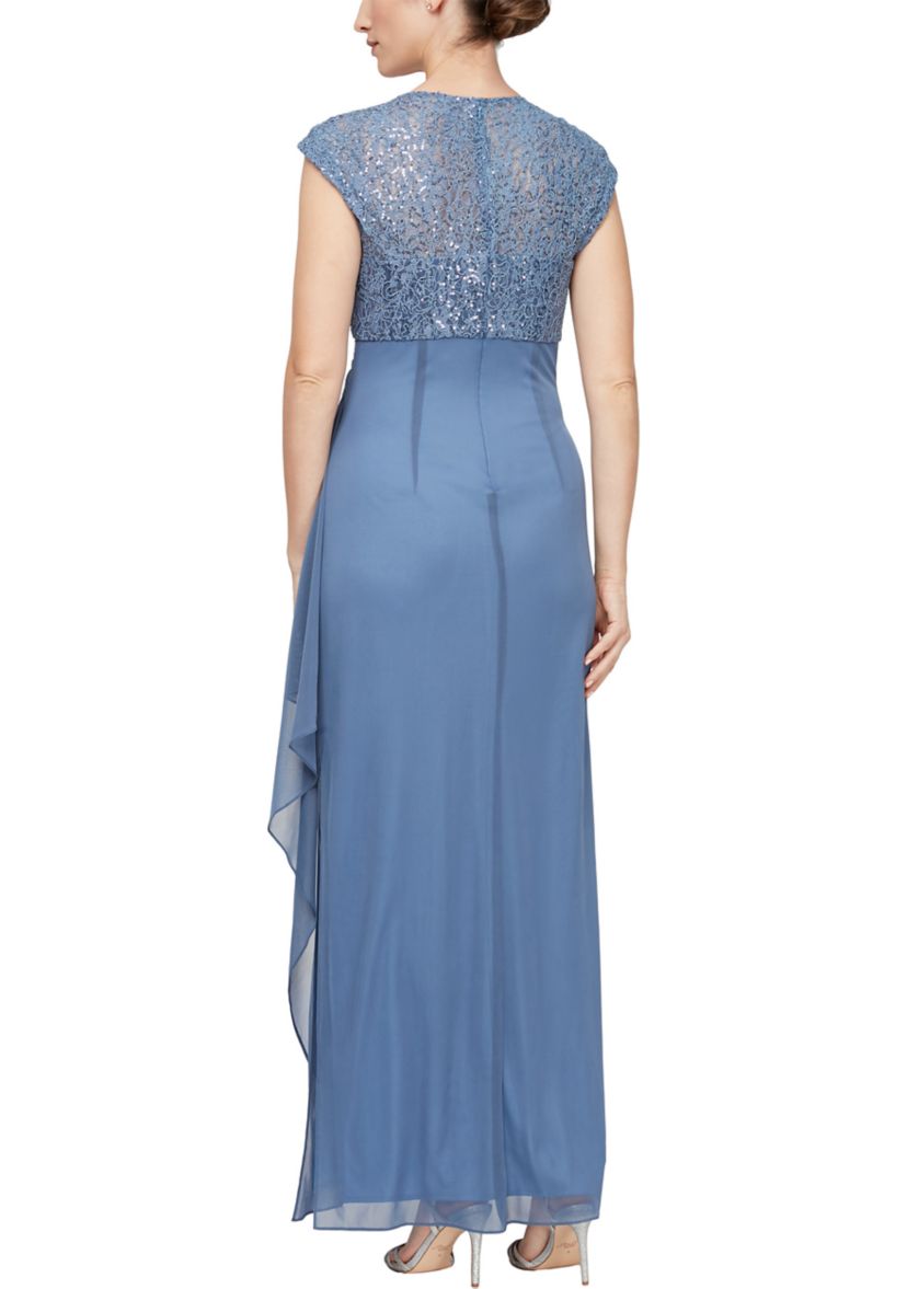 Womens Cap Sleeve Long Empire Waist Dress