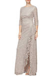 Long Sequin Lace Gown