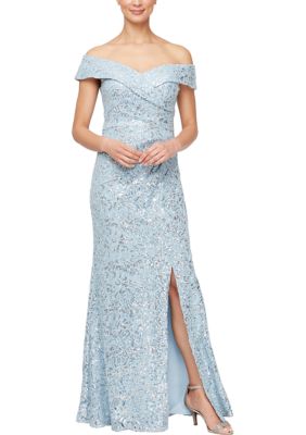 Alex Evenings Women s Long Off the Shoulder Dress with Cording Detail belk