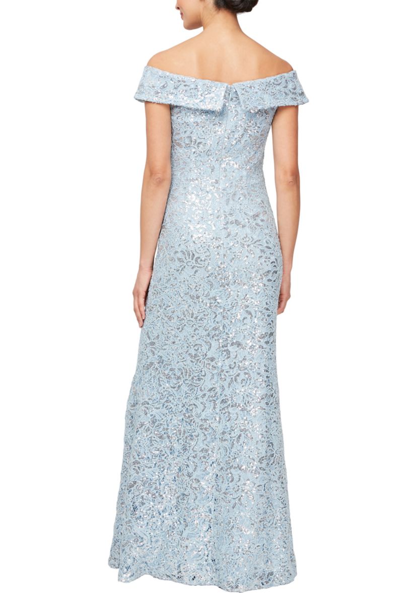 Womens Long Off the Shoulder Dress with Cording Detail