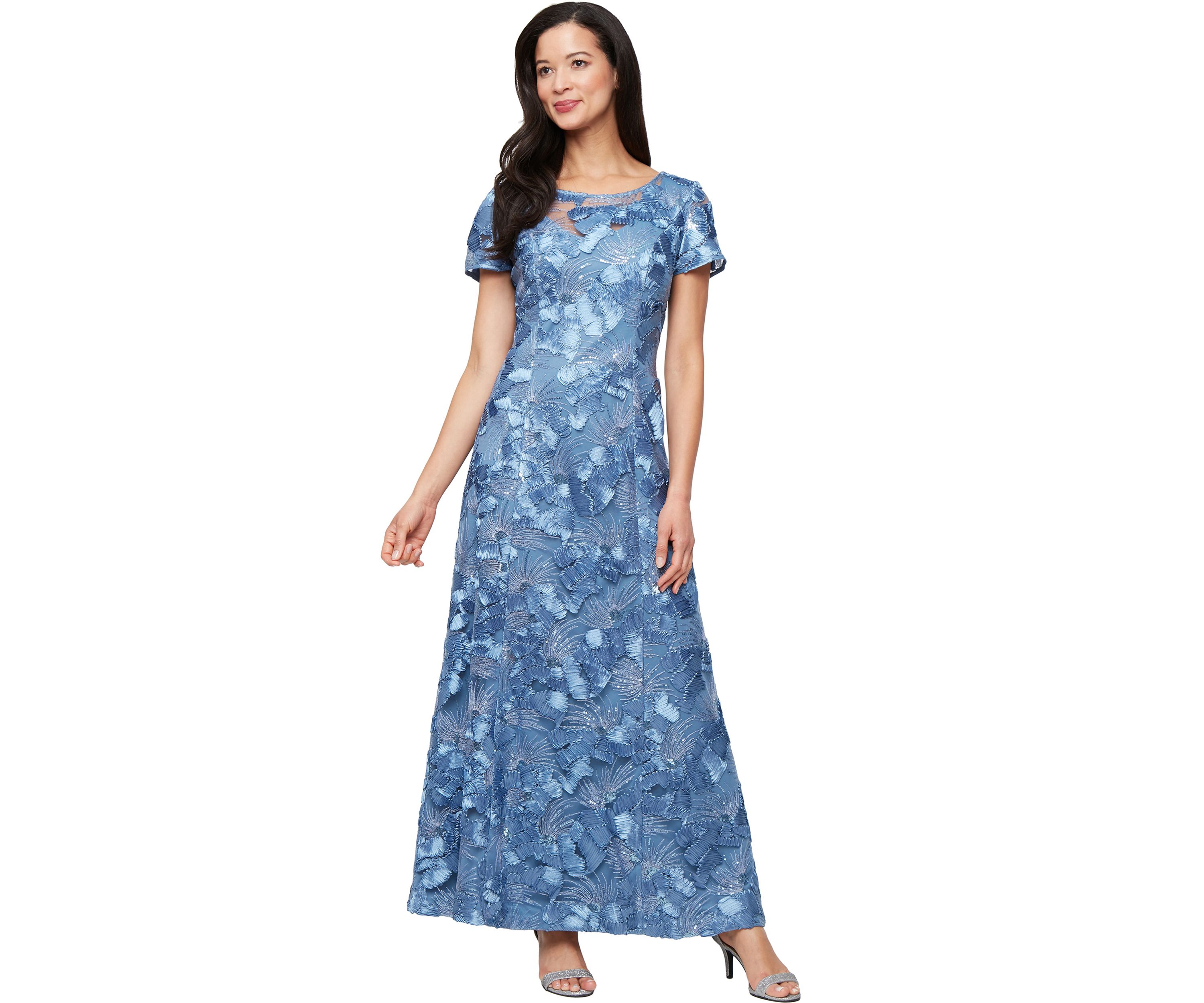Womens Long Soutache A-Line Dress