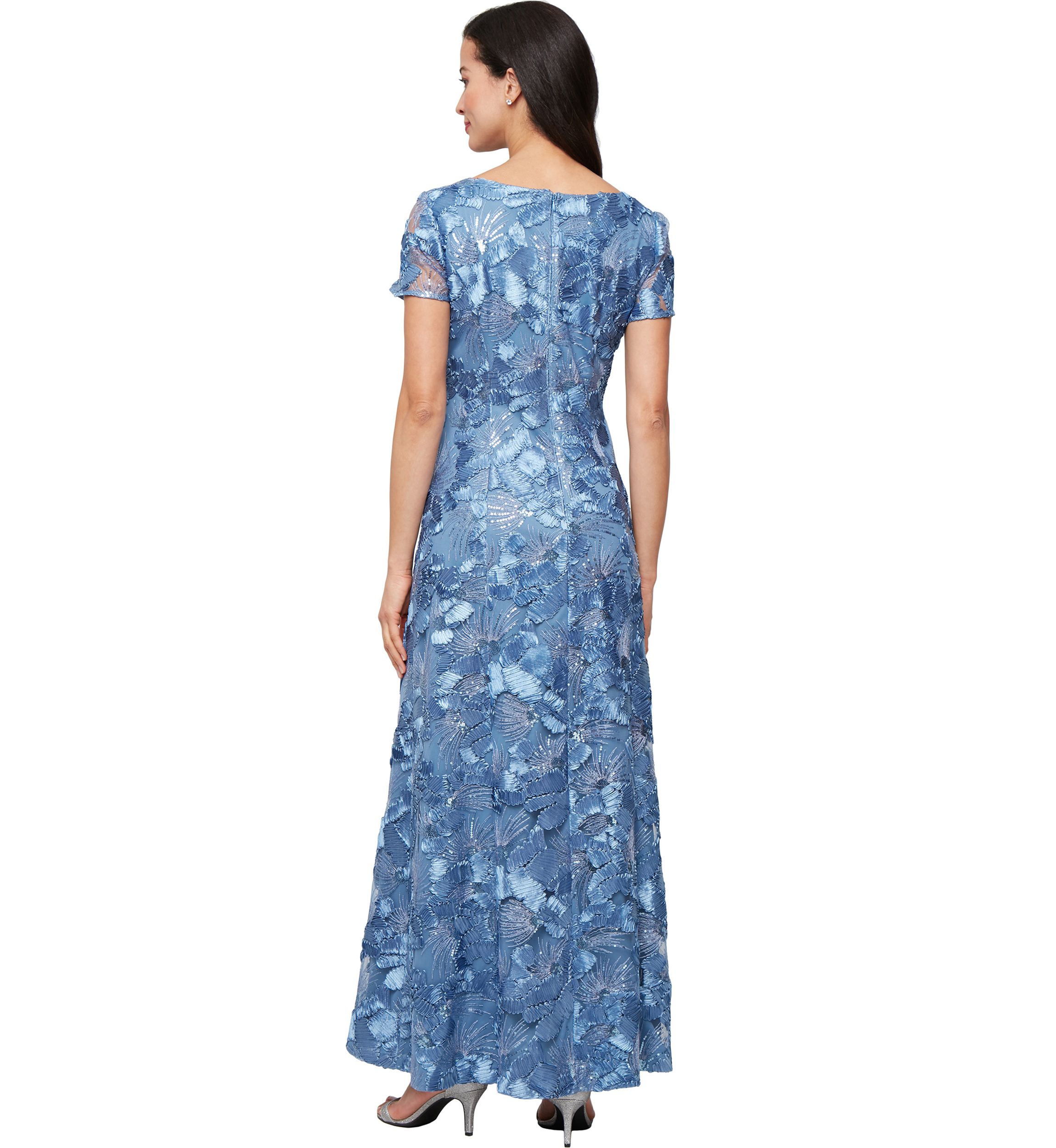 Womens Long Soutache A-Line Dress