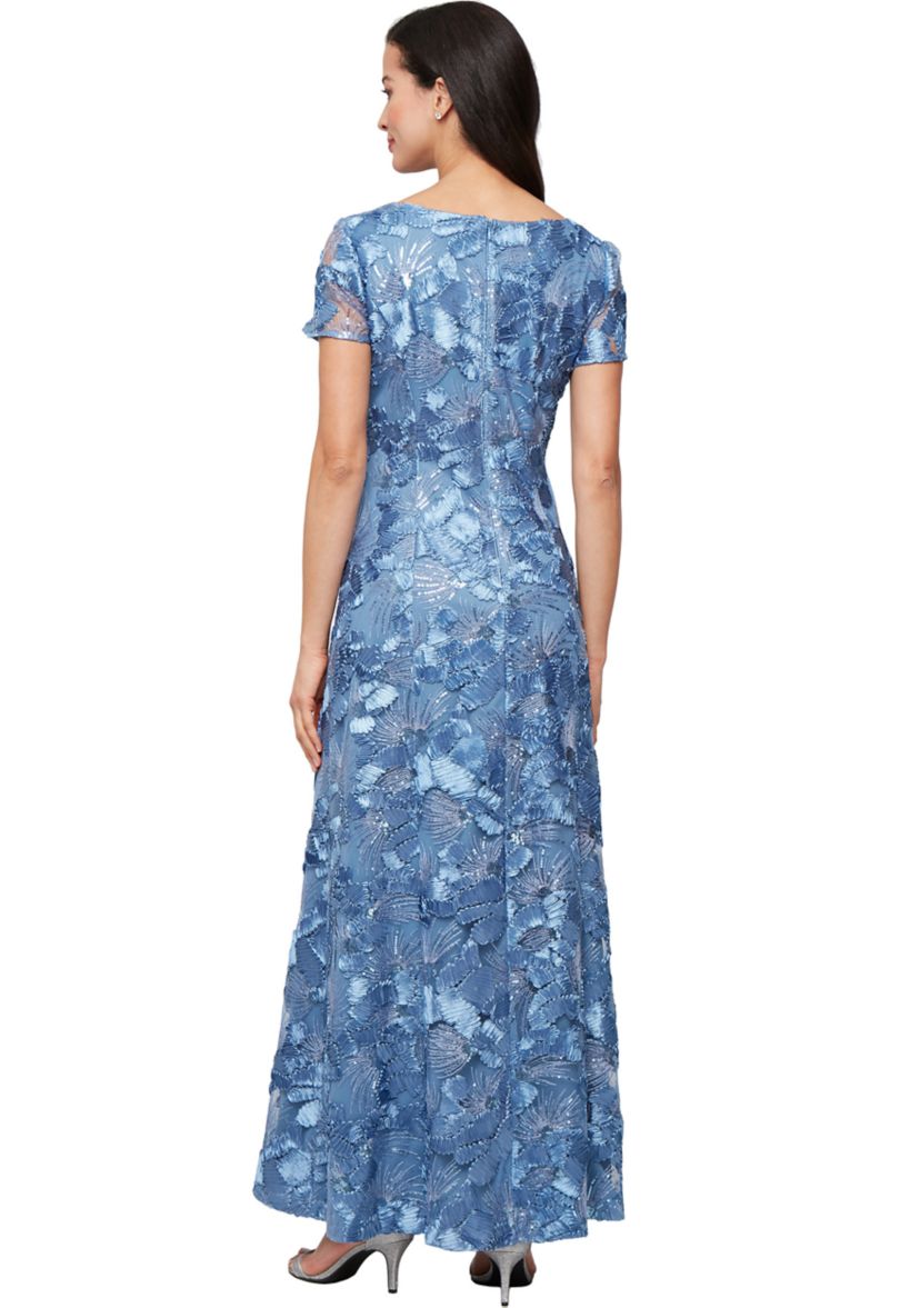 Womens Long Soutache A-Line Dress