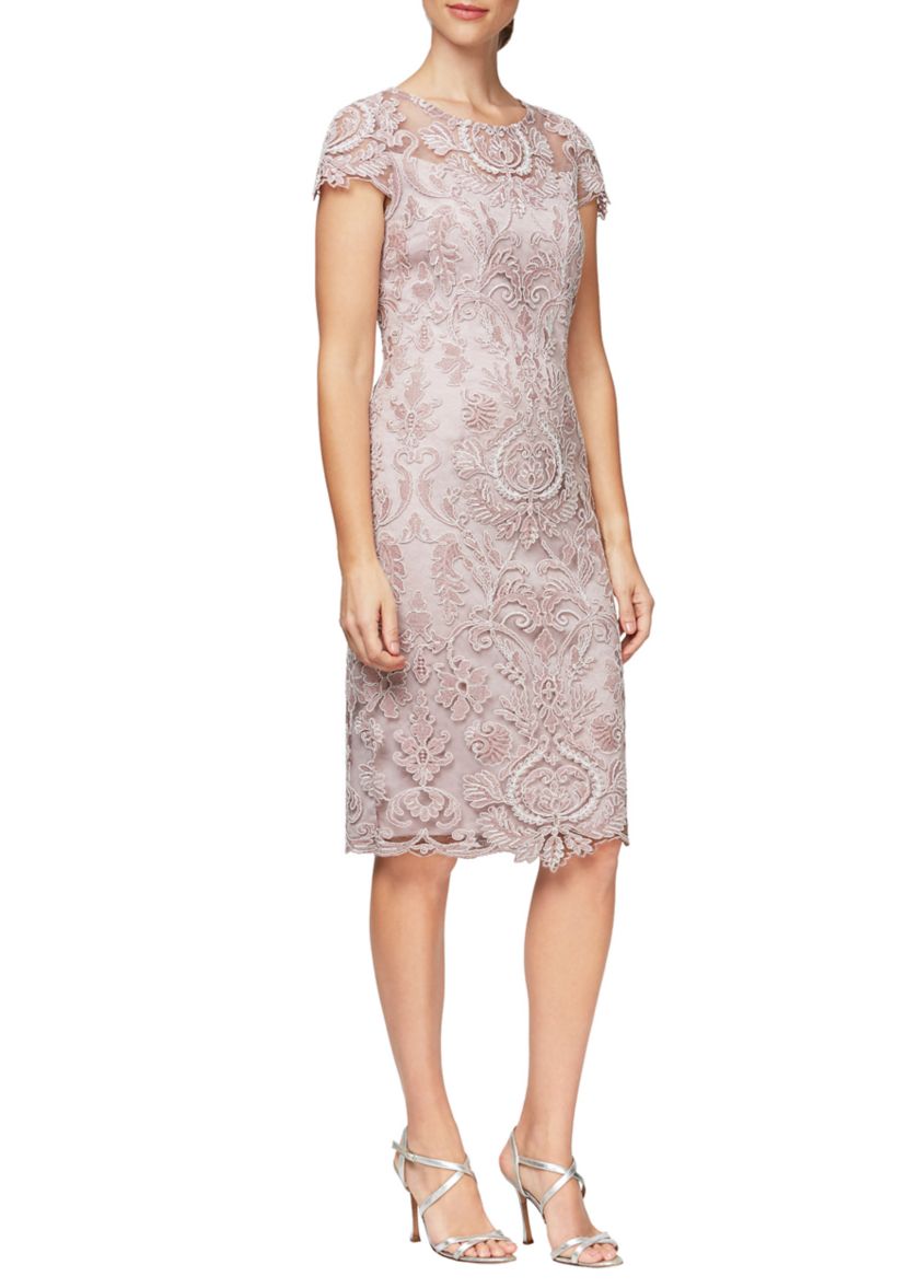 Short Embroidered Cap Sleeve Dress