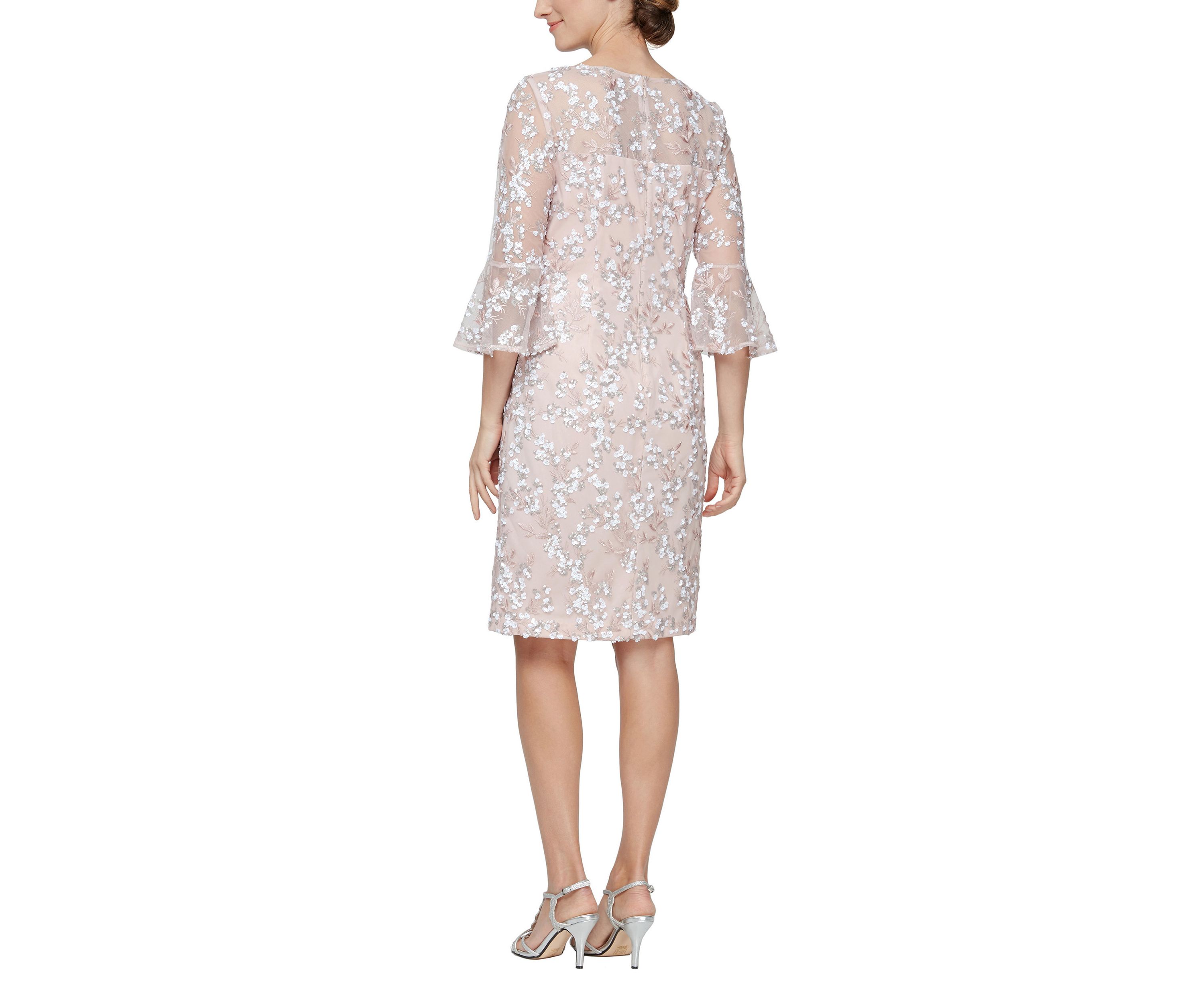 Womens Short Embroidered Sequin Lace Sheath Dress