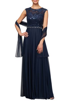 a line sequin gown