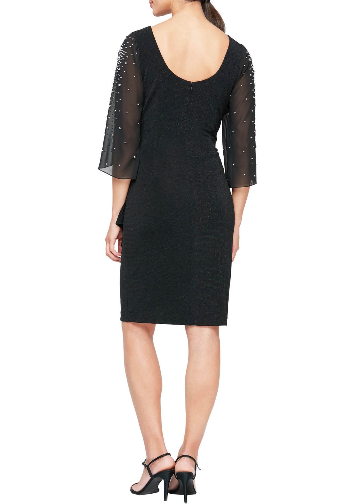 Womens Dress With Embellished Illusion Split Sleeves