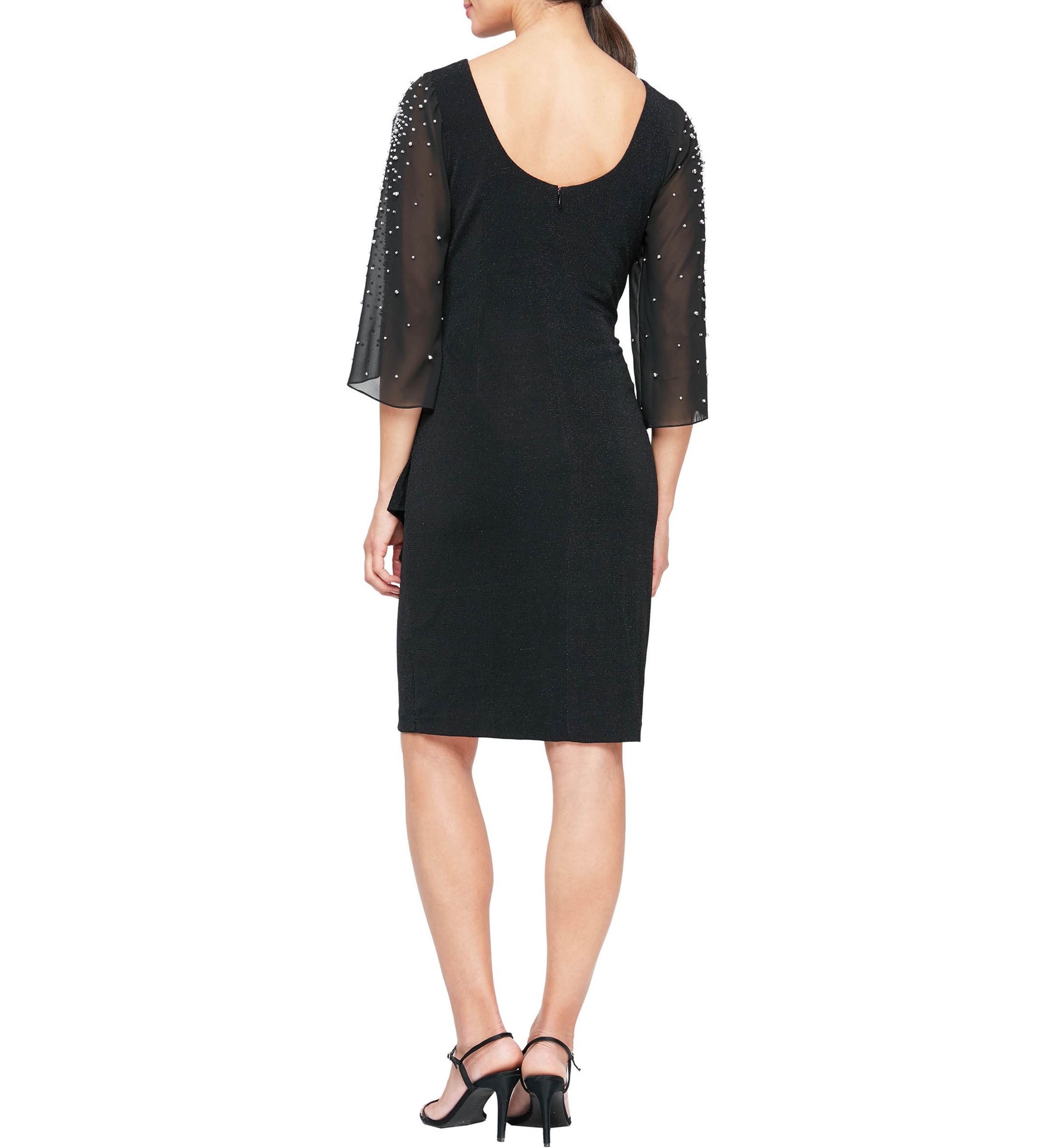 Womens Dress With Embellished Illusion Split Sleeves