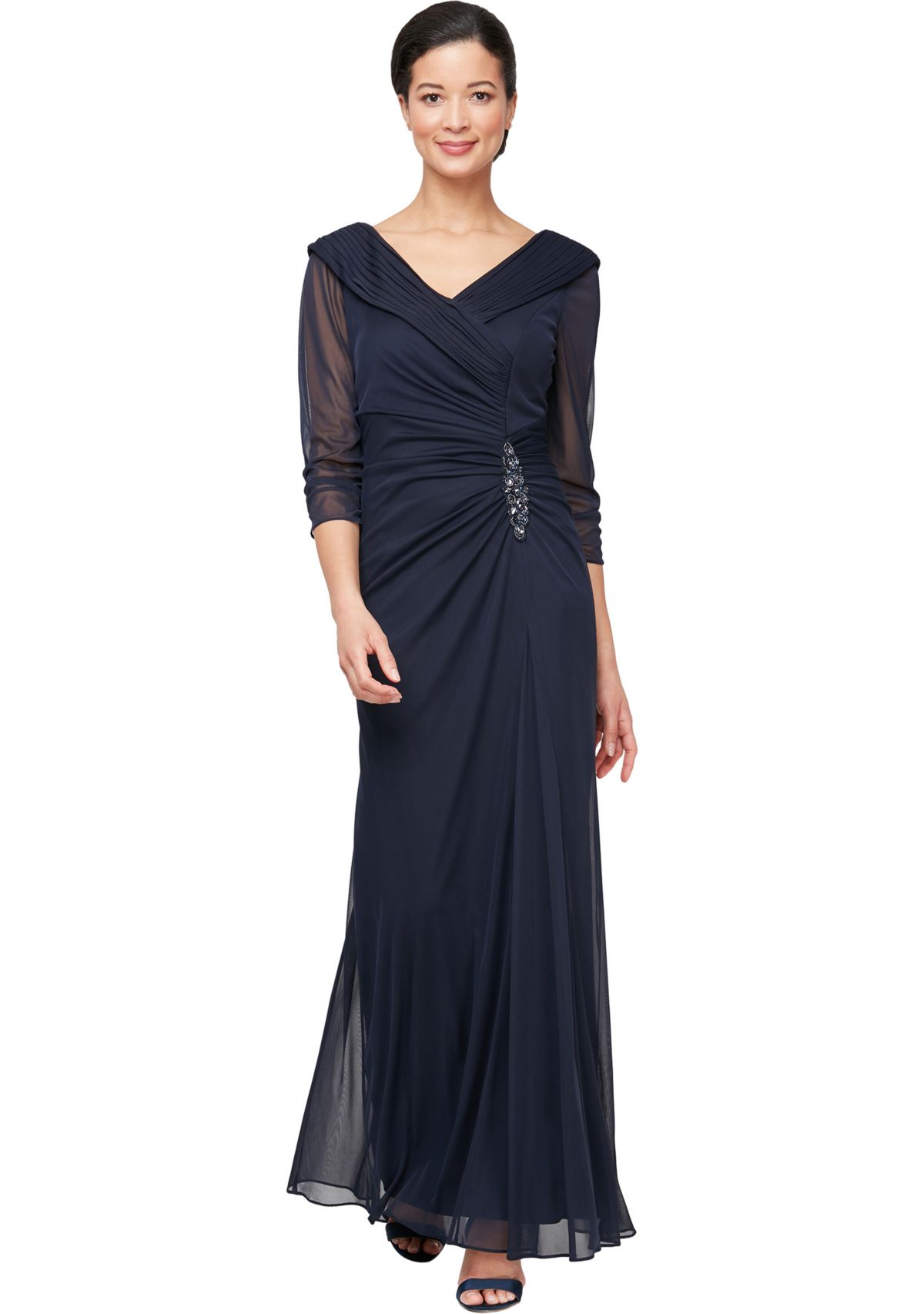 Womens Long Portrait Collar Dress