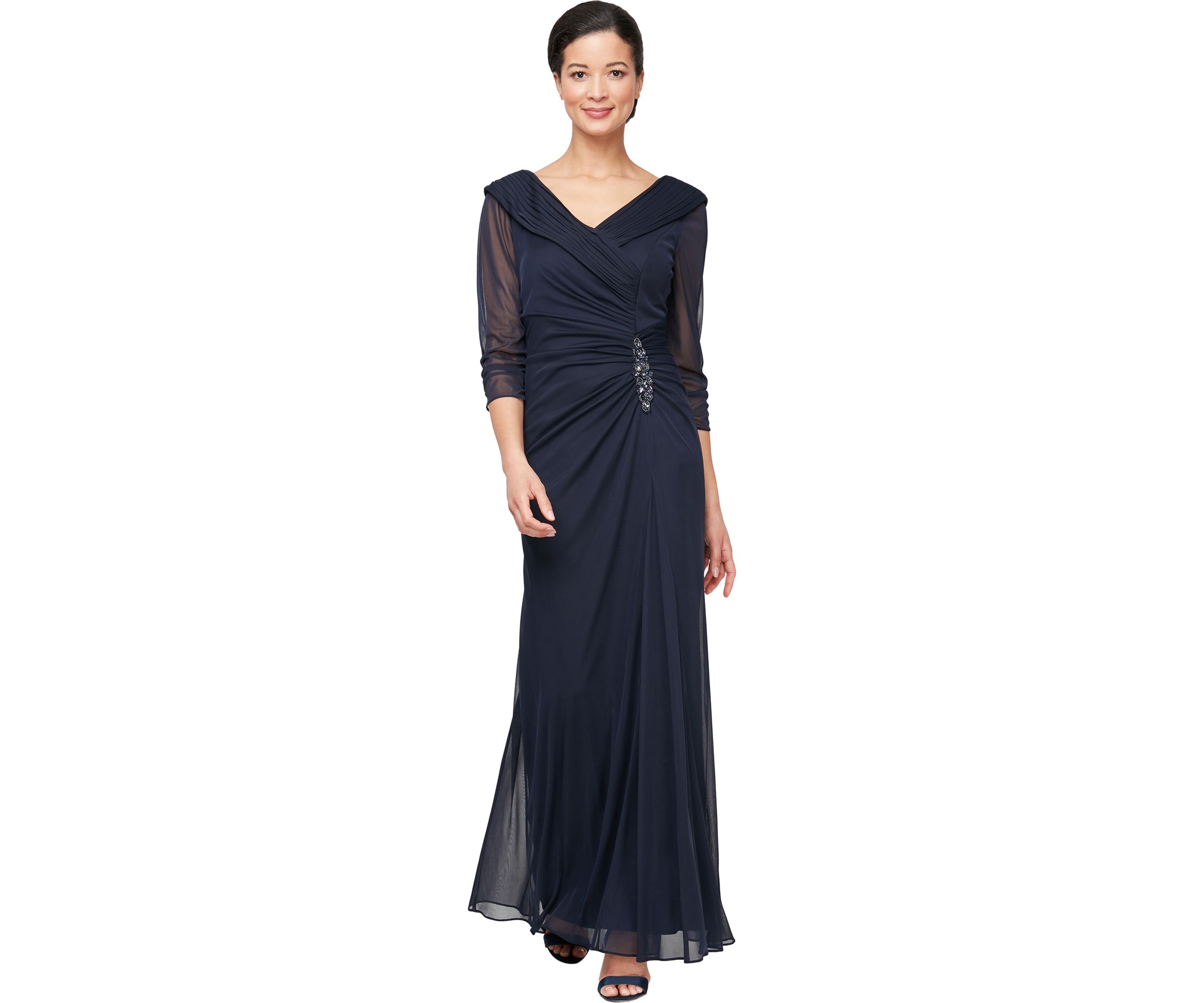 Womens Long Portrait Collar Dress