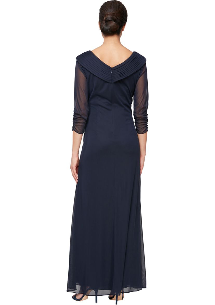 Womens Long Portrait Collar Dress