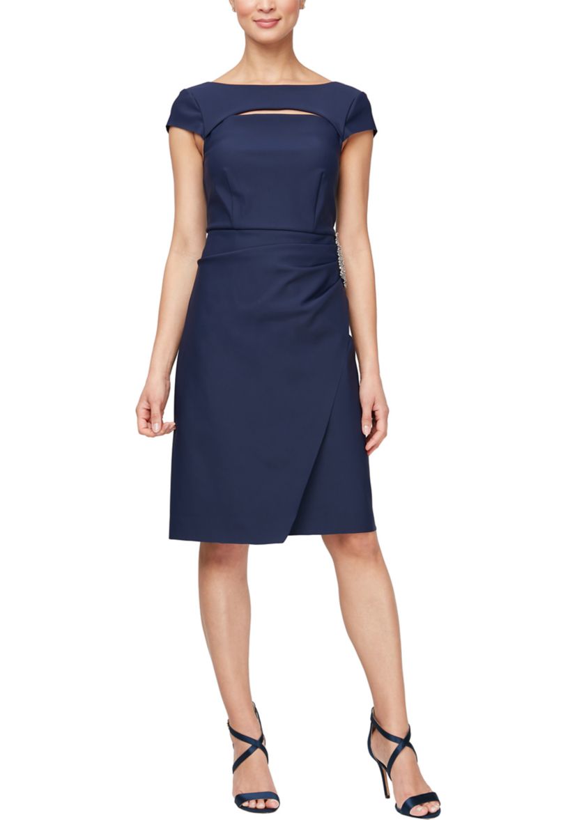 Womens Short Cap Sleeve Sheath Dress