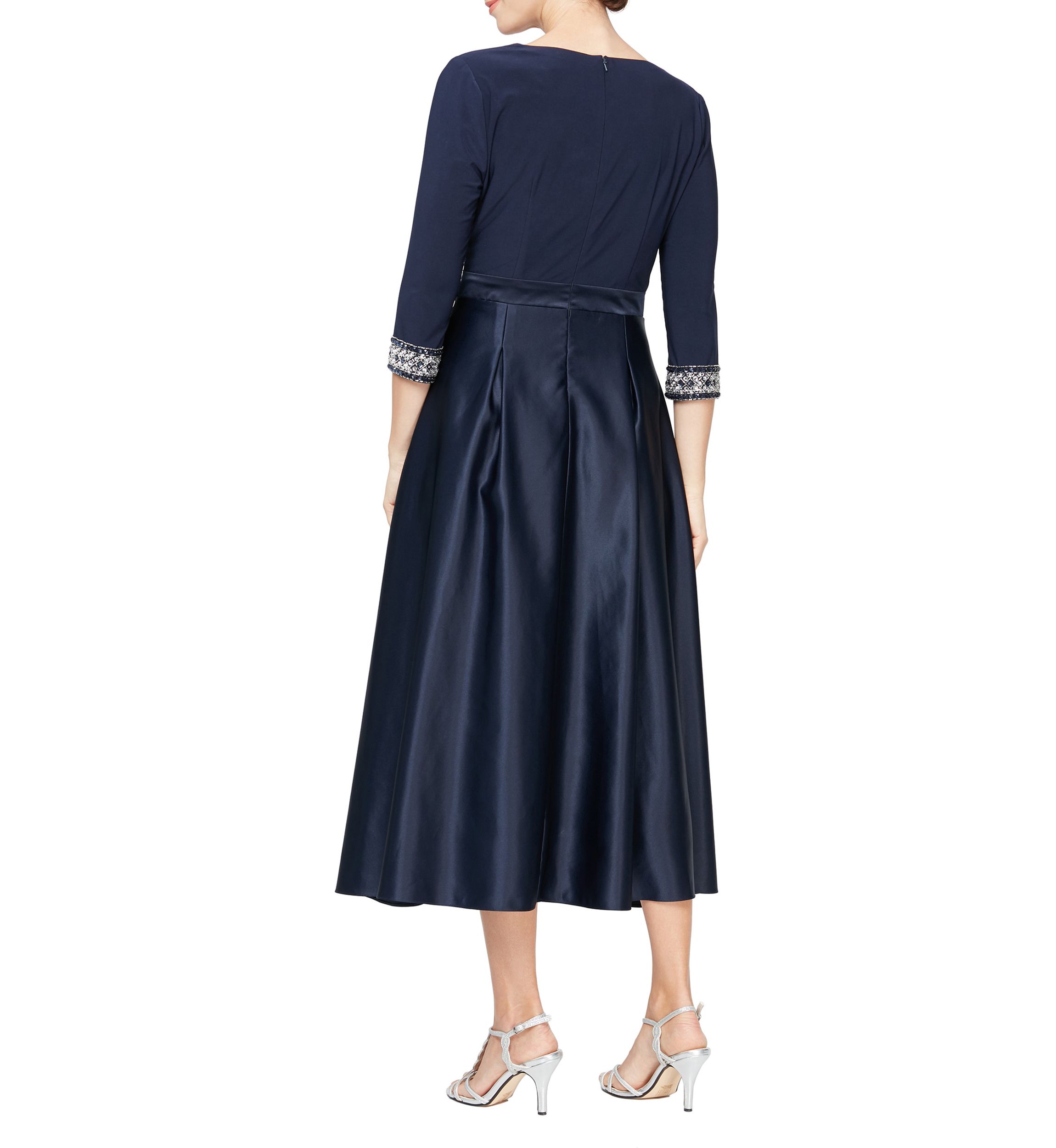 Womens Surplice Tea Length Dress